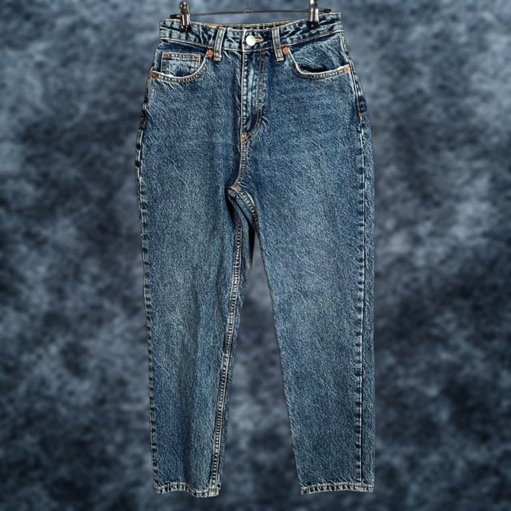 Zara Zara Jeans Womens 4 Blue Denim High-Waisted Tapered 5-Pocket Regular Inseam 27 in Vintage No 90s Theme Mens Womens Girls Size 27" / US 4 / IT 40 - 1 Thumbnail