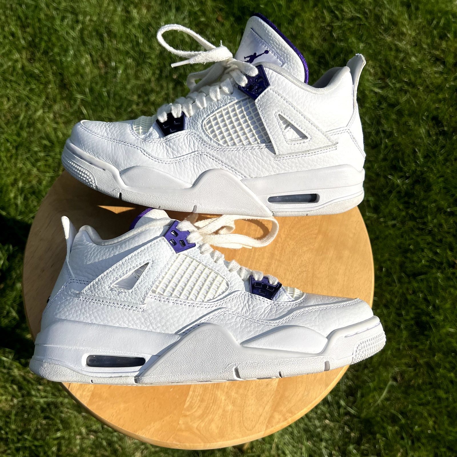 Jordan Brand × Nike Air Jordan 4 Retro GS Purple Metallic Men's Shoes - Size 6.5 Size US 6.5 / EU 39-40 - 3 Thumbnail
