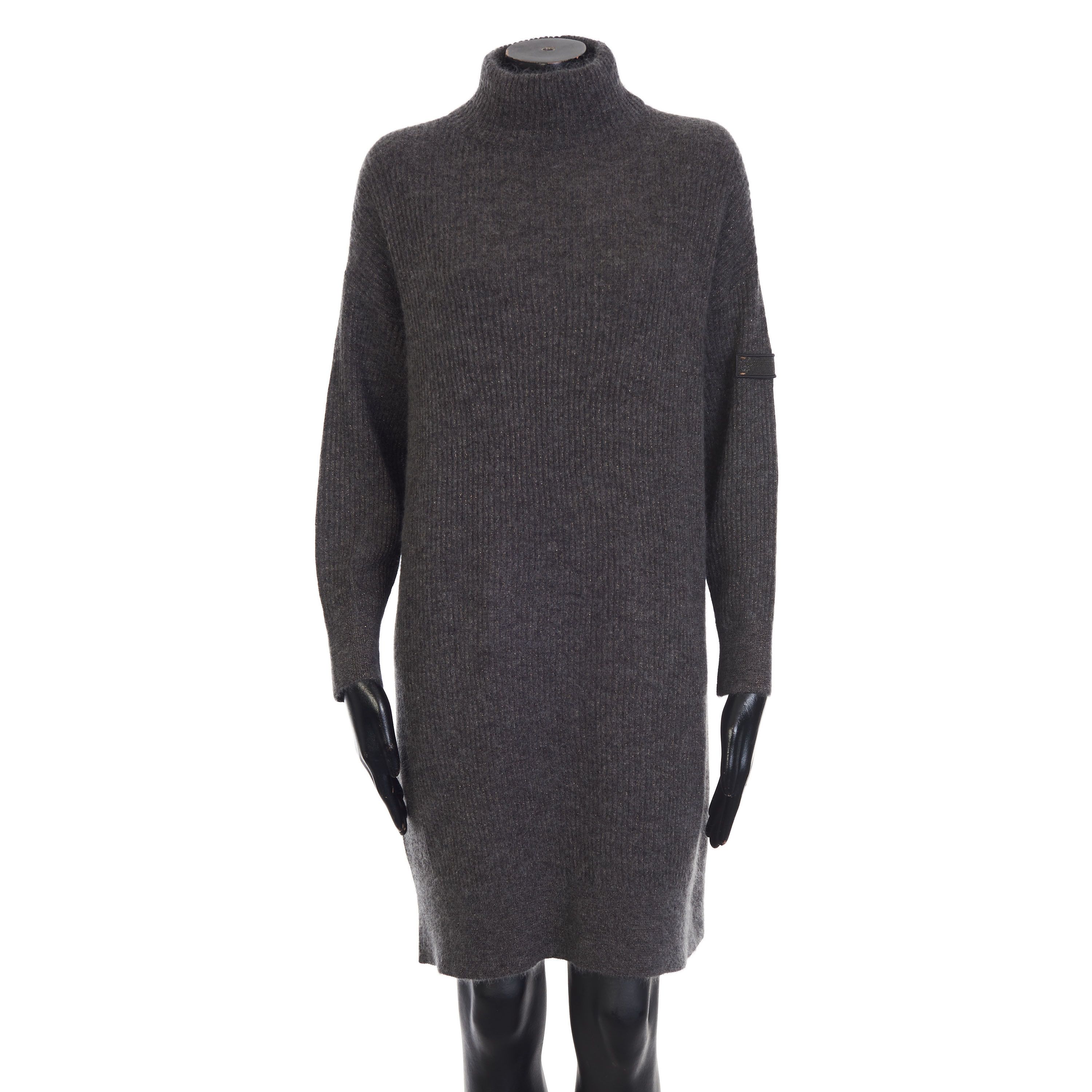 Brunello Cucinelli Sparkling Gray Sweater Dress - Monili, Mohair/Metallic Knit Size M / US 6-8 / IT 42-44 - 2 Thumbnail