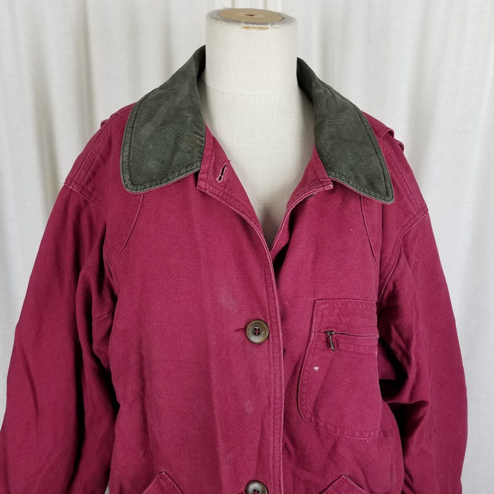 L.L. Bean LLBean Plaid Lined Red Sunwashed Canvas Barn Jacket Coat M Size M / US 6-8 / IT 42-44 - 2 Thumbnail