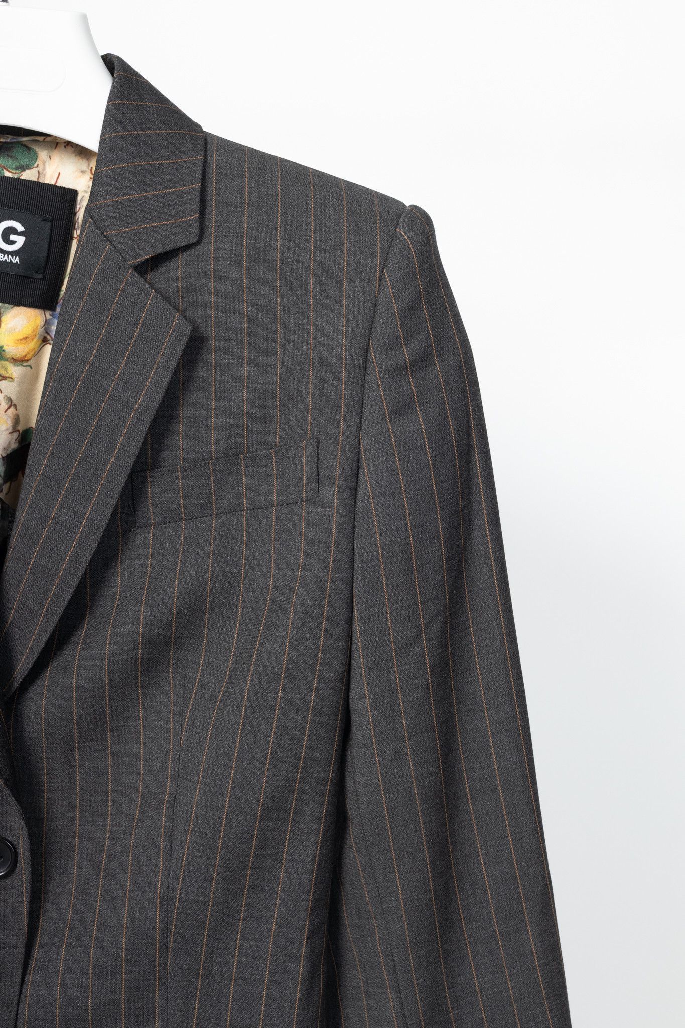 Dolce & Gabbana D&G Dolce & Gabbana Charcoal Pinstripe Stretch-Wool Blazer Size S / US 4 / IT 40 - 5 Thumbnail