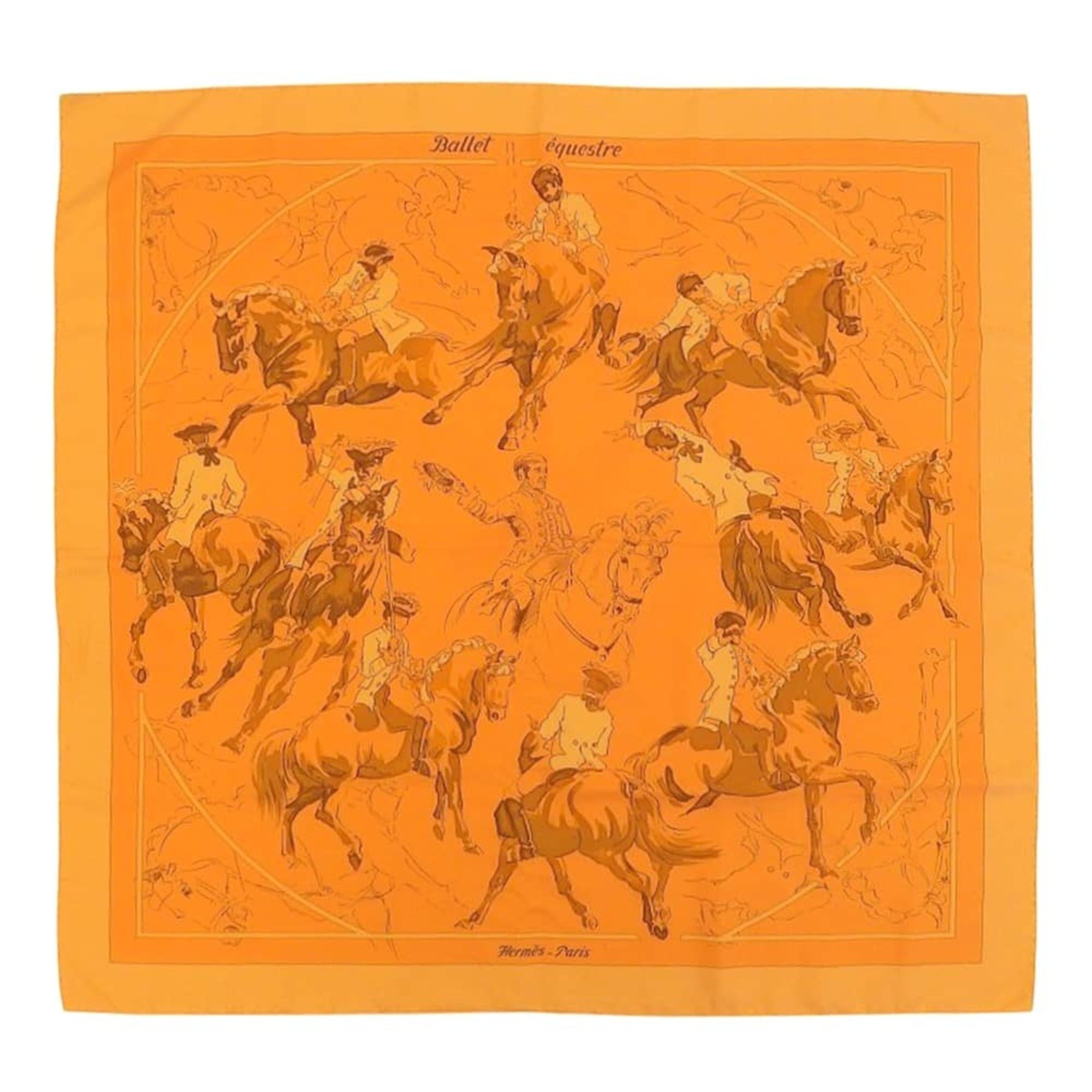 Hermes Hermes Carre 90 Ballet equestre Horse Scarf Muffler Silk Orange Size ONE SIZE - 1 Thumbnail