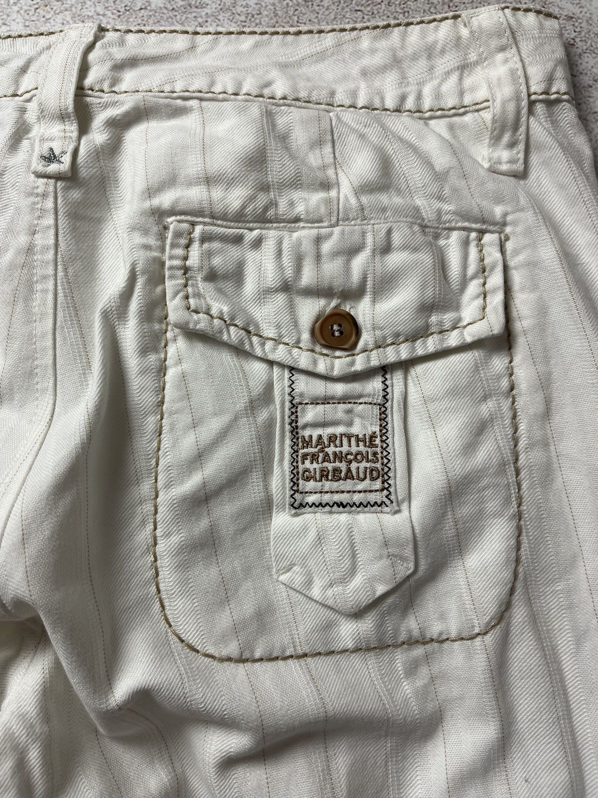 Marithe + Francois Girbaud Vintage Marithe Francois Girbaud White Striped Jeans Size US 29 - 4 Thumbnail