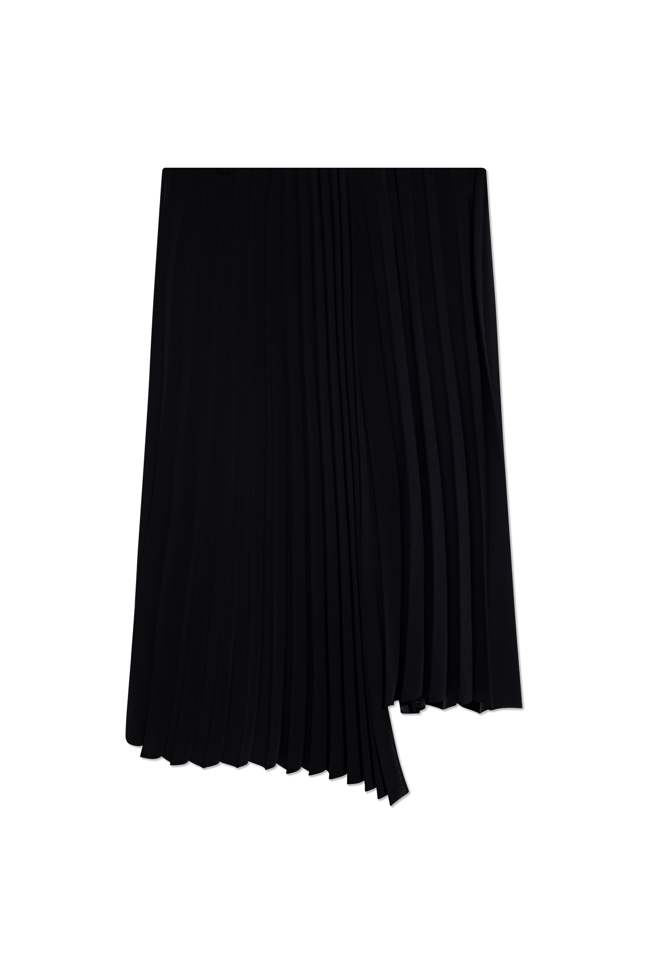 Saint Laurent Paris o1s1wg111024 Asymmetrical Pleated Midi Skirt Crepe in Black Size 28" / US 6 / IT 42 - 1 Thumbnail