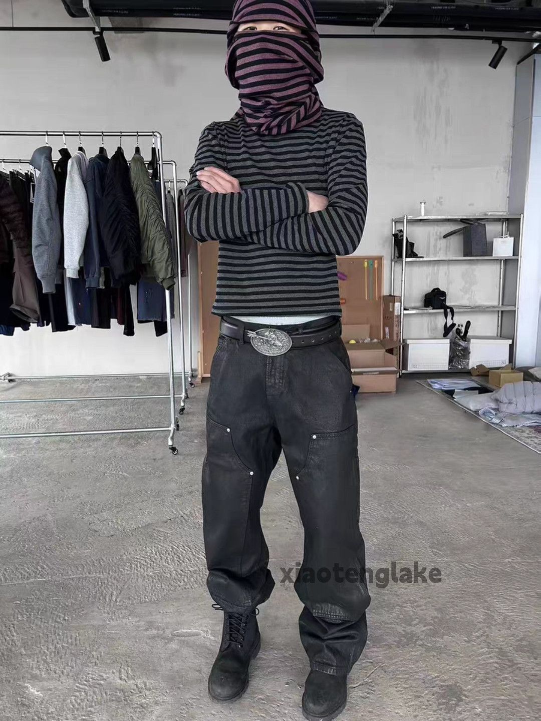 Jean xtl wax coated loose baggy hiphop carpenter punk jeans Size US 32 / EU 48 - 2 Thumbnail
