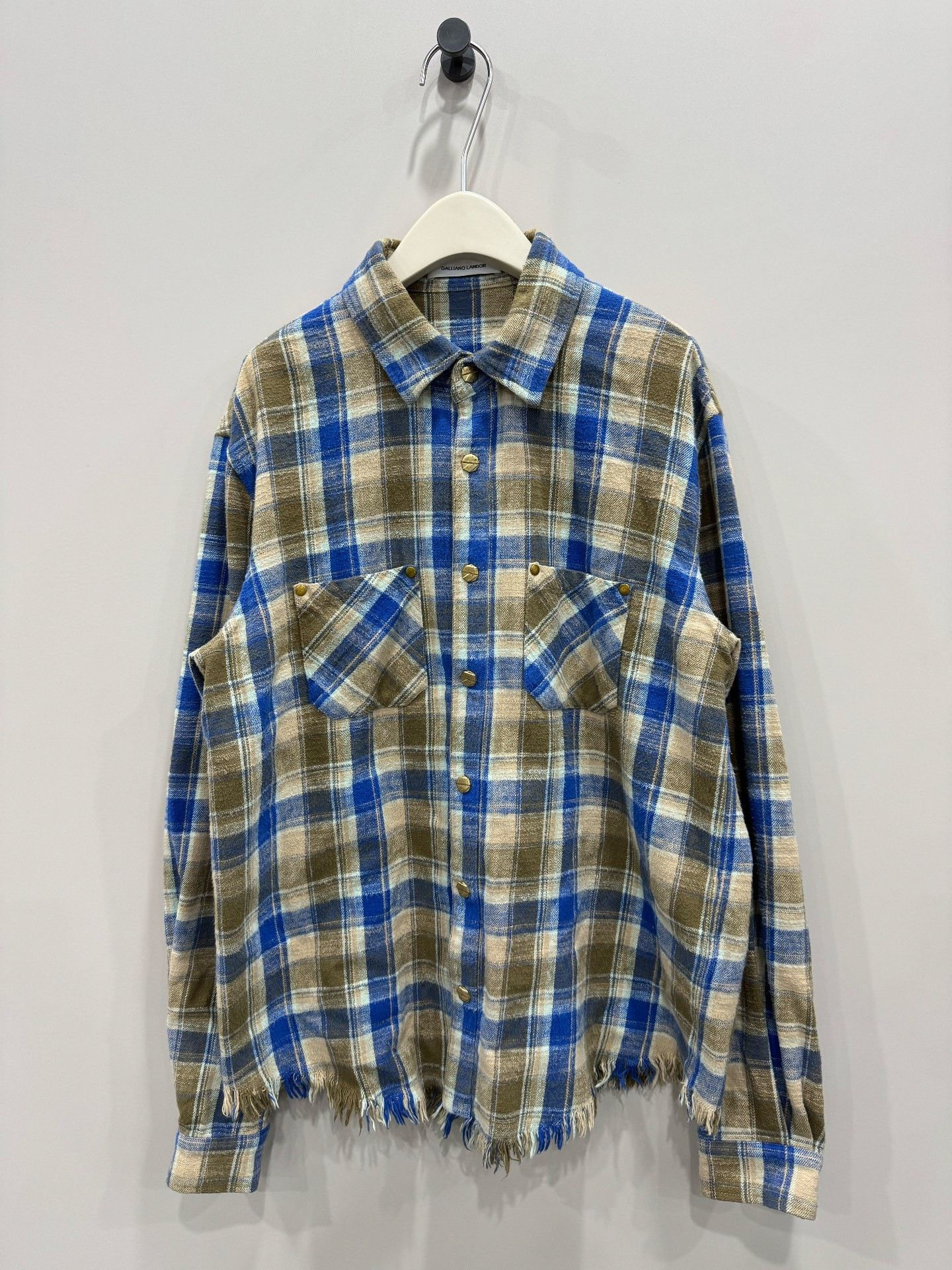 John Galliano Galliano Landor Plaid Distressed Shirt Jacket Size US M / EU 48-50 / 2 - 1 Thumbnail
