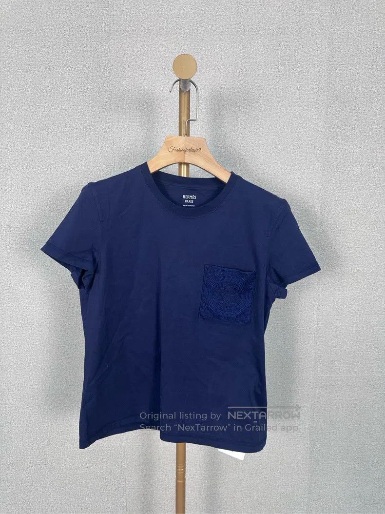 Hermes Hermes Navy blue pure cotton T-shirt Size XS / US 0-2 / IT 36-38 - 1 Thumbnail