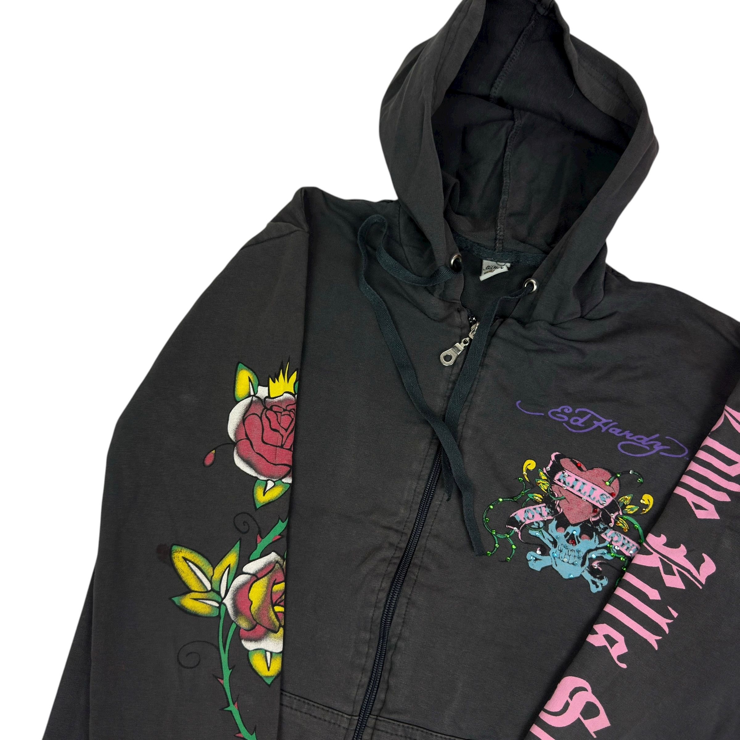 Ed Hardy Ed Hardy Women's Love Kills Slowly Floral Full Zip Hoodie L Size L / US 10 / IT 46 - 3 Thumbnail