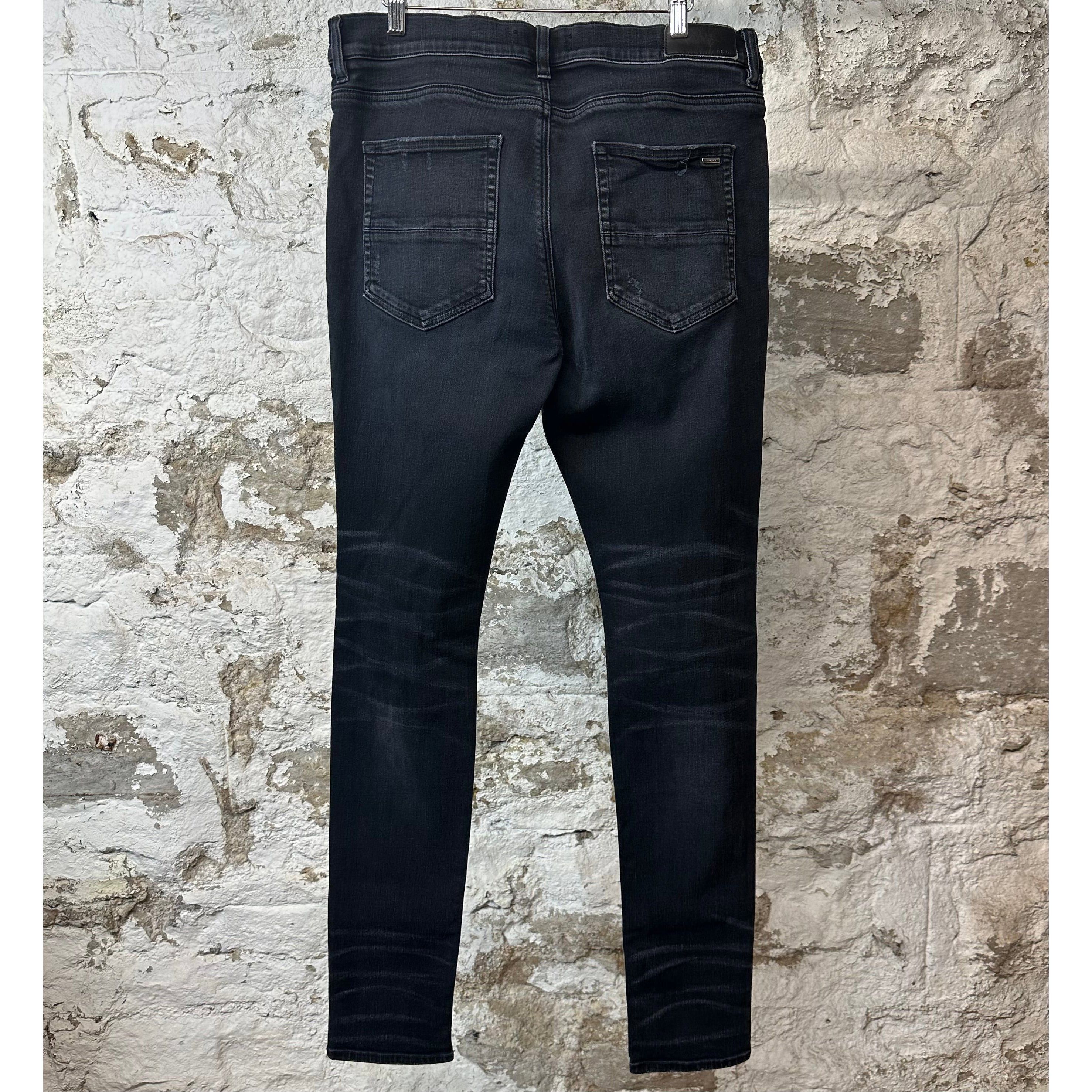 Amiri Amiri Distressed Side Spell Black Denim Jeans Sz 36 Size US 36 / EU 52 - 2 Thumbnail