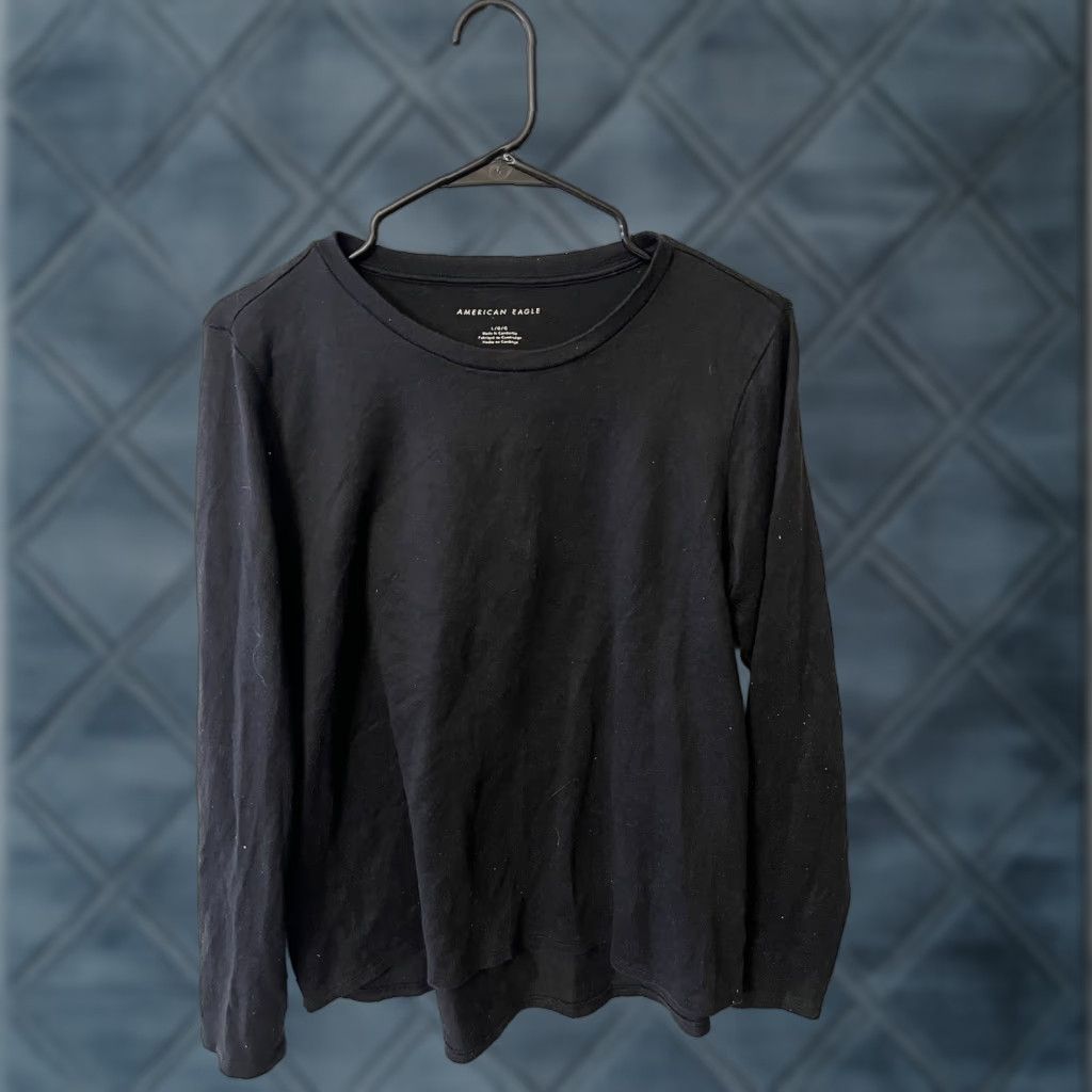 American Eagle Outfitters American Eagle Outfitters Women's Long Sleeve Black Large Polyester Size L / US 10 / IT 46 - 1 Thumbnail