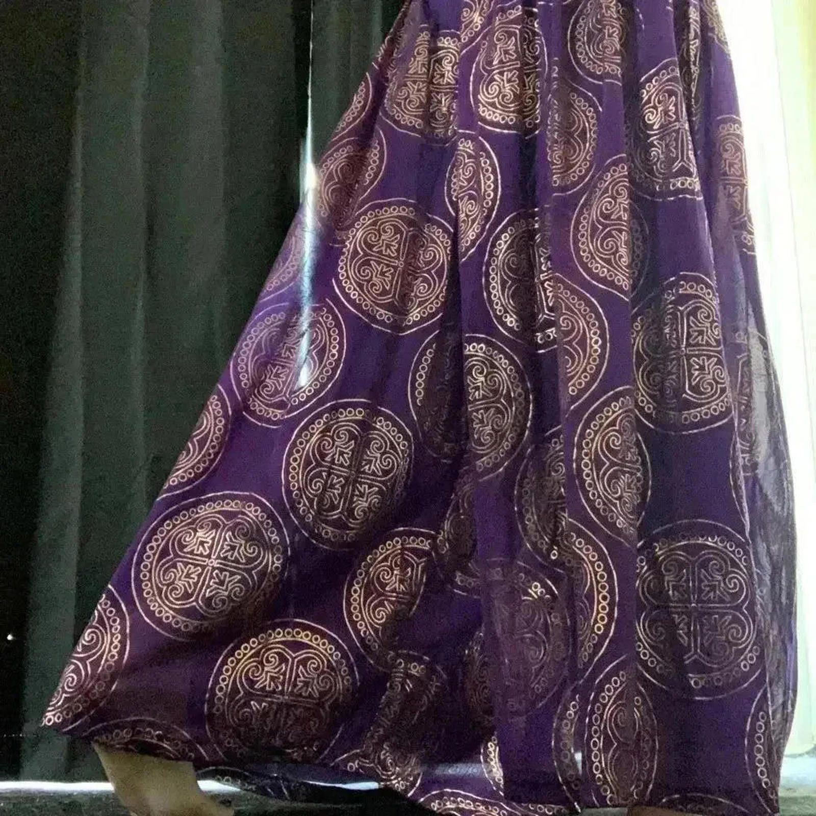 Designer Stylish Purple Patterned Palazzo Pants Size 36" / US 14 / IT 50 - 4 Thumbnail