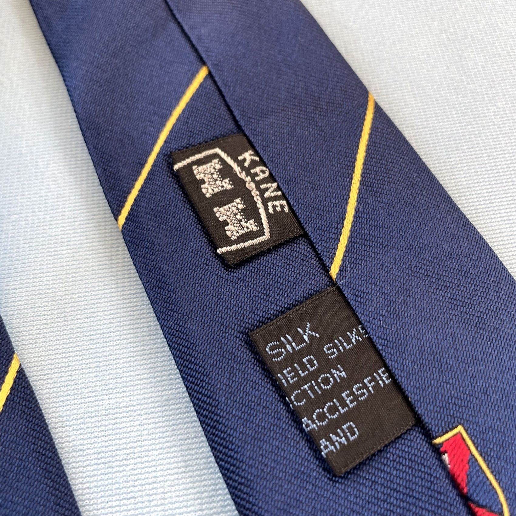 Vintage Kane Tie Vintage England Silk Necktie Lucky Number 7 Woven Macclesfield Blue 3x57 Size ONE SIZE - 7 Thumbnail