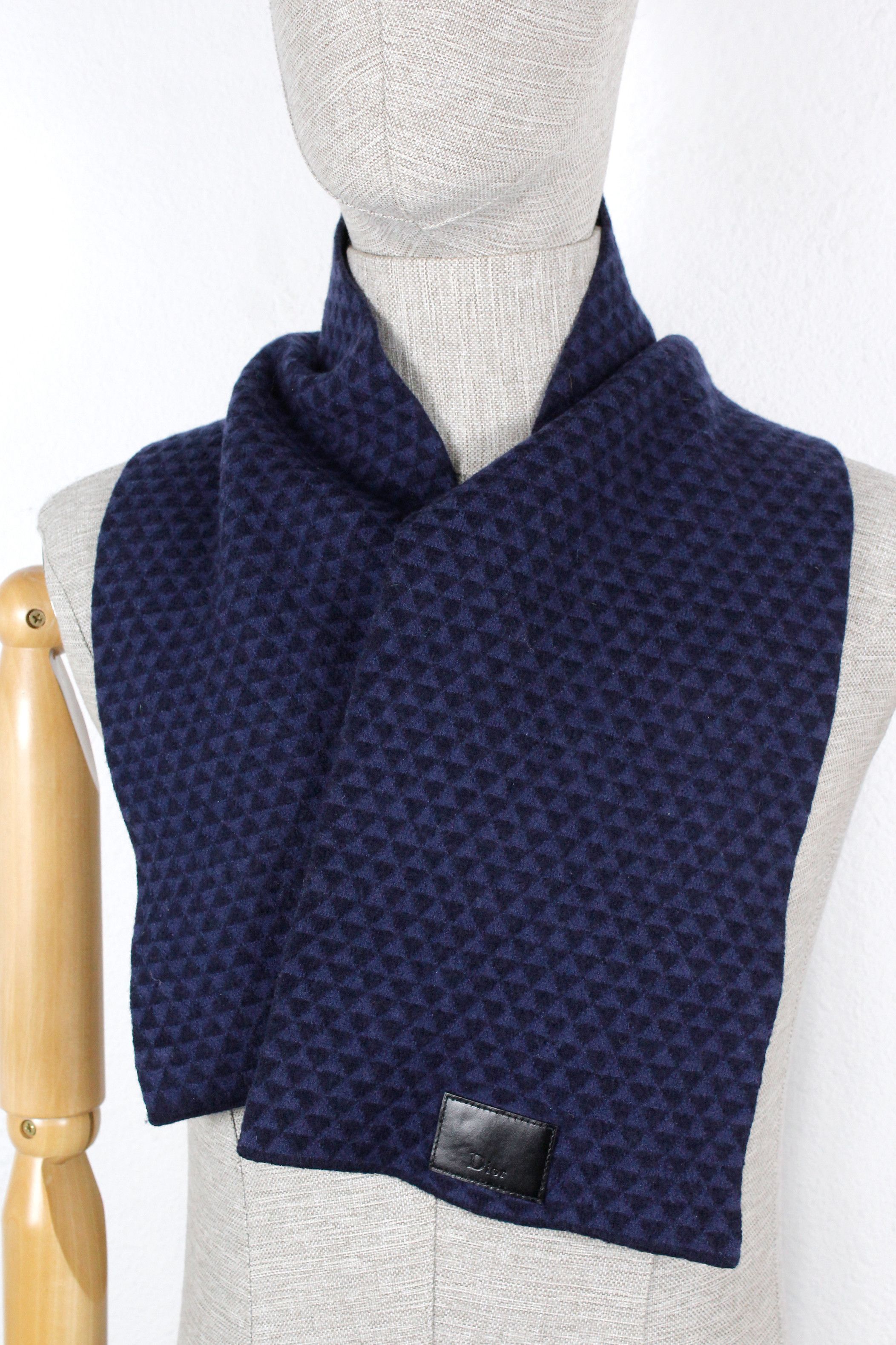 Dior Dior Homme Wool Navy Scarf Size ONE SIZE - 1 Thumbnail