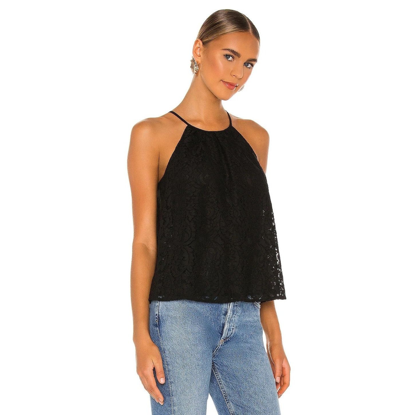 REVOLVE 1. State Black Lace Halter Top Size XS / US 0-2 / IT 36-38 - 7 Thumbnail