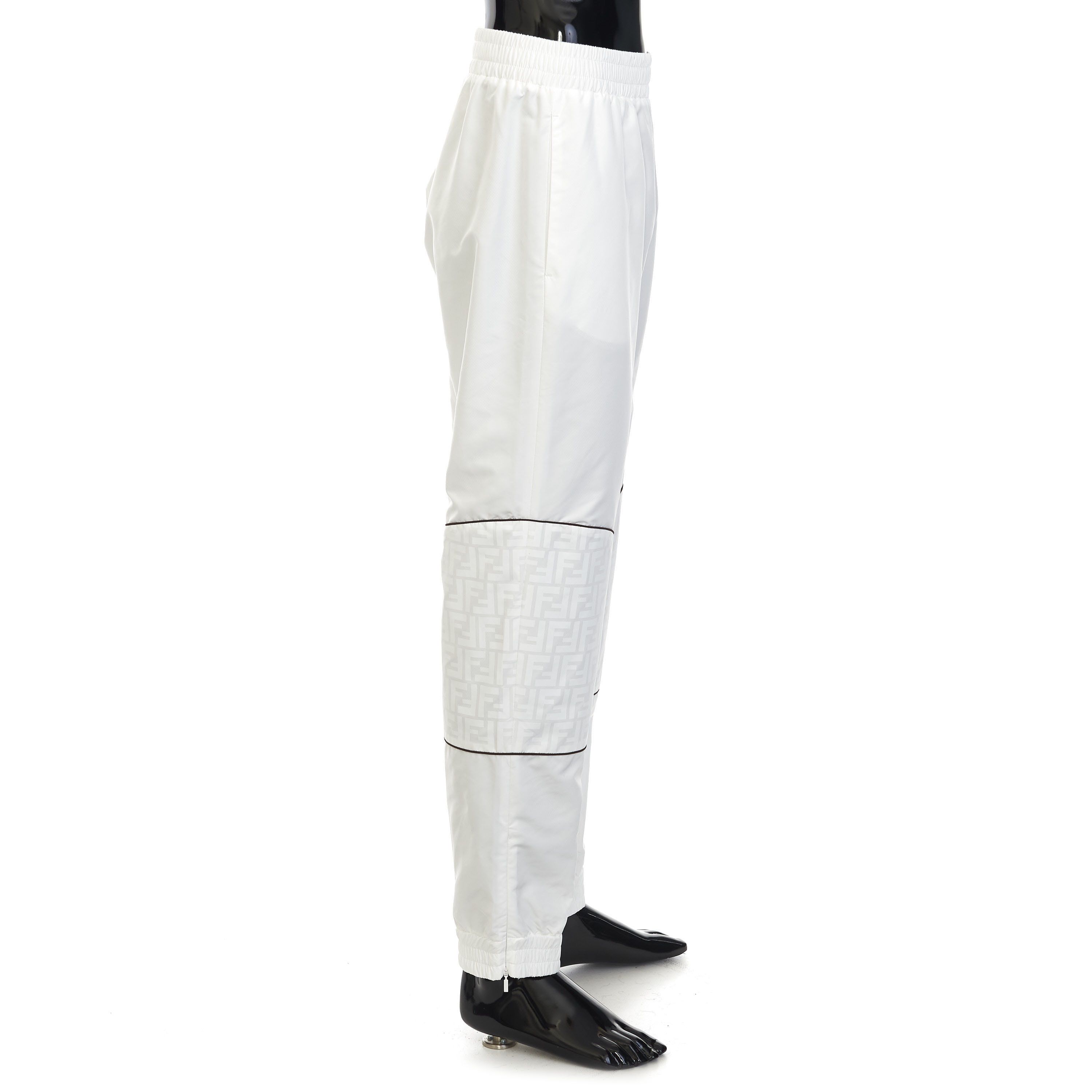 Fendi White Nylon Track Pants With FF Zucca Pattern Print Size S Size US 28 / EU 44 - 6 Thumbnail