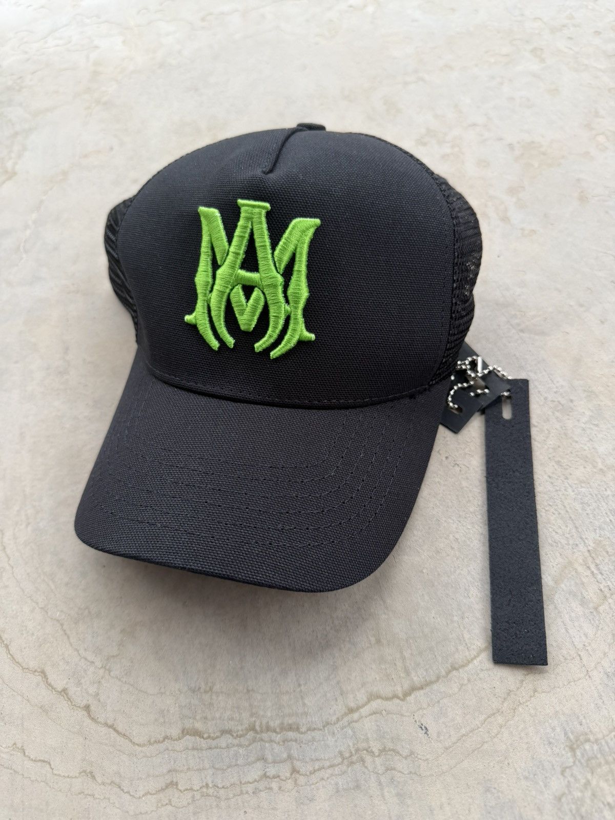 Amiri Amiri MA Logo Trucker Hat Black Green Brand New Size ONE SIZE - 2 Thumbnail