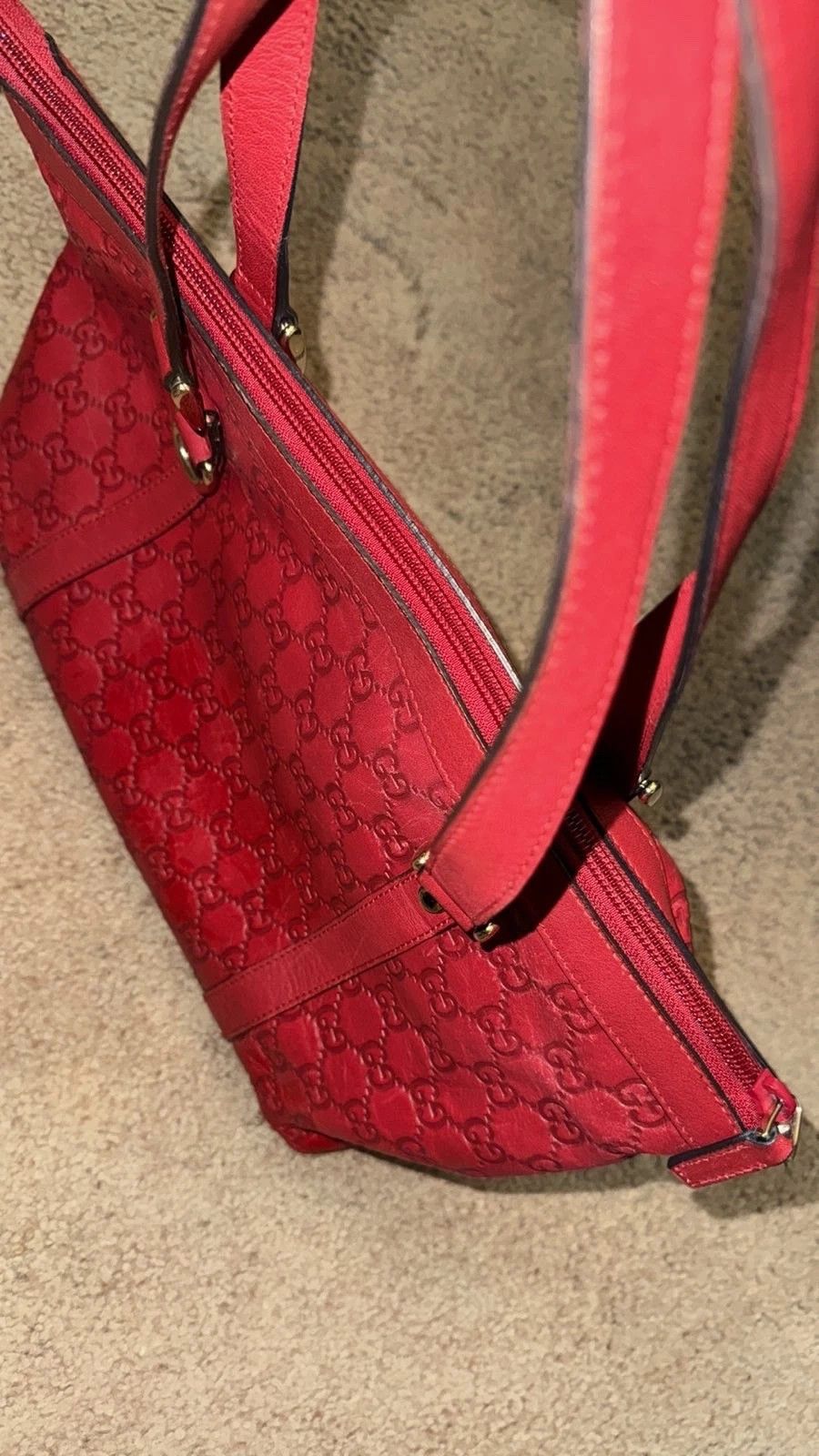 Gucci Gucci Red GG Canvas Abbey Tote Bag Excellent Original Size ONE SIZE - 5 Thumbnail
