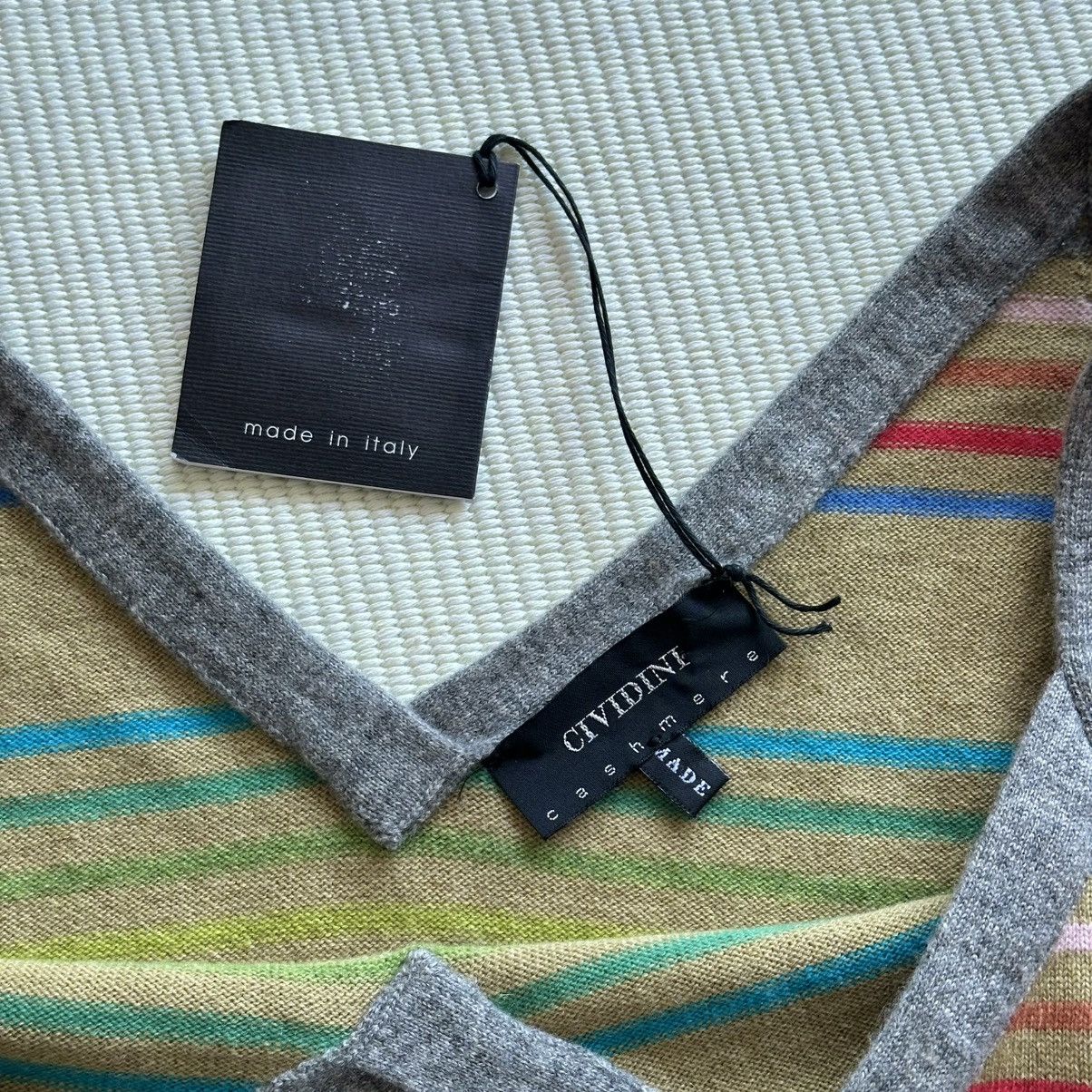 Other CIVIDINI Horizontal Stripe Cashmere Olive Green Tank Top Size XL / US 12-14 / IT 48-50 - 2 Thumbnail