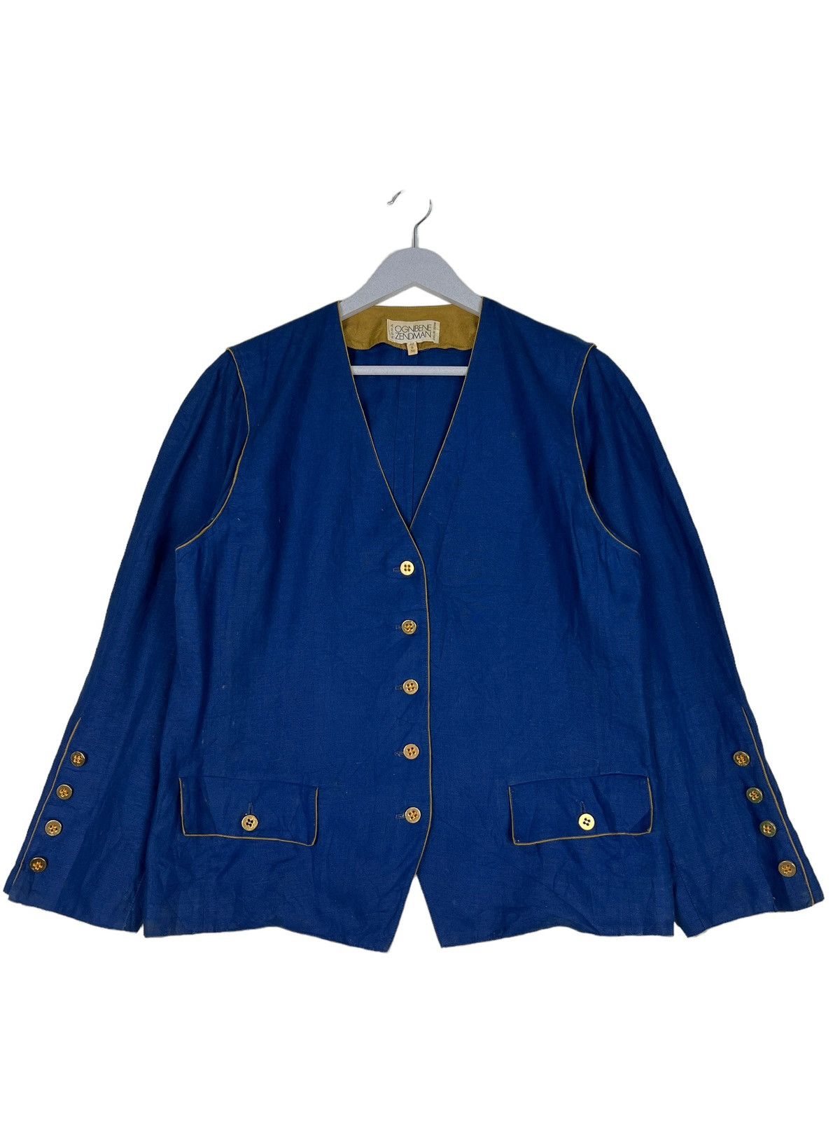 Designer 🔥 VINTAGE OGNIBENE ZENDMEN ROMA LINEN JACKET MADE IN ITALY Size US S / EU 44-46 / 1 - 2 Thumbnail