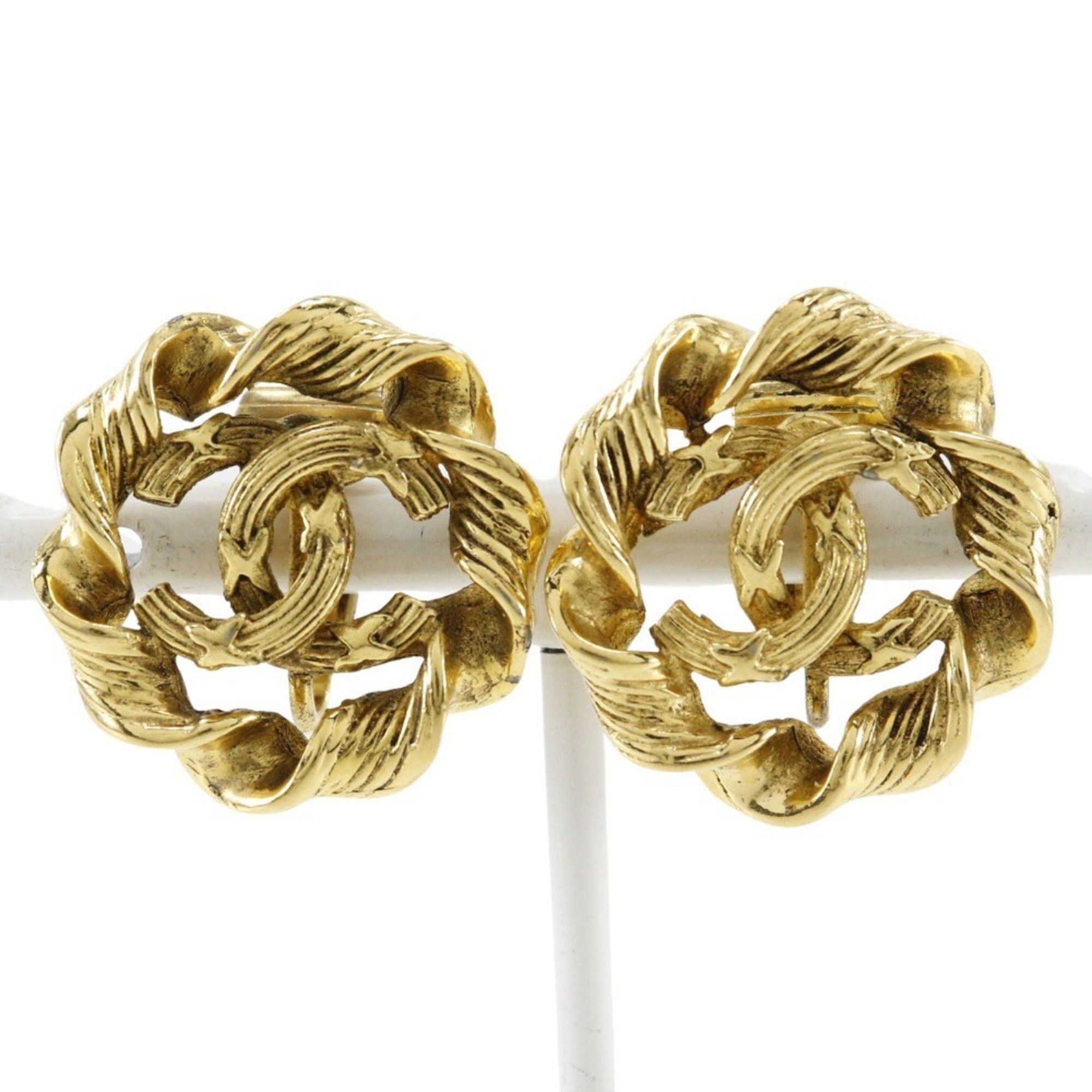 Chanel CHANEL Round Coco Mark Earrings, Gold Plated, 2239, Approx. 9.7g, COCO Mark, Women's Size ONE SIZE - 1 Thumbnail