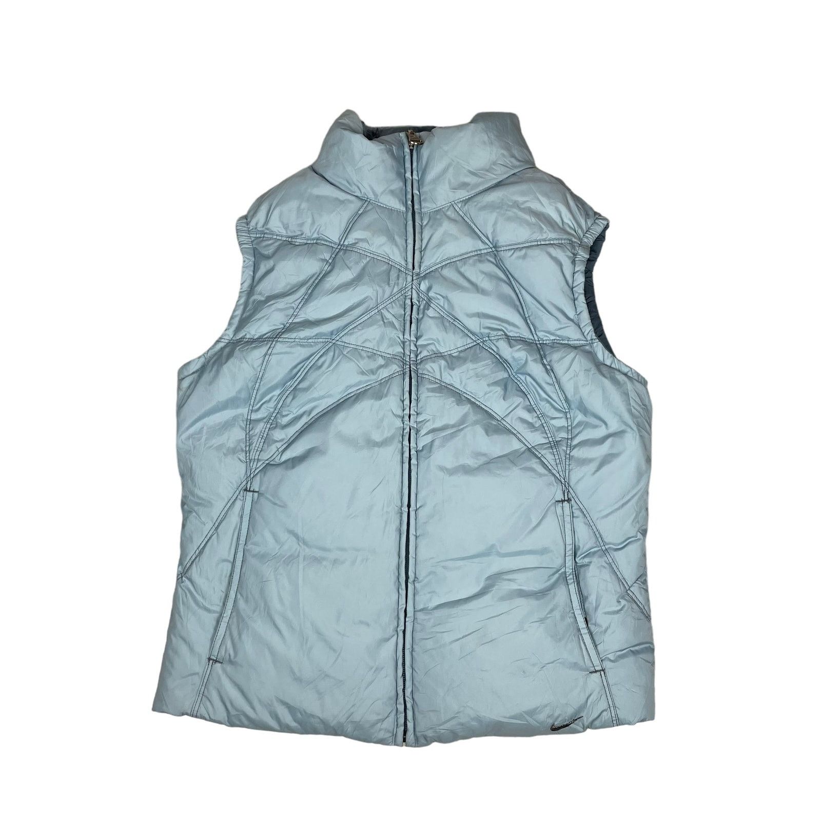 Nike × Vintage Nike Women's Blue Swoosh Full Zip Puffer Vest Medium (8-10) Size M / US 6-8 / IT 42-44 - 6 Thumbnail