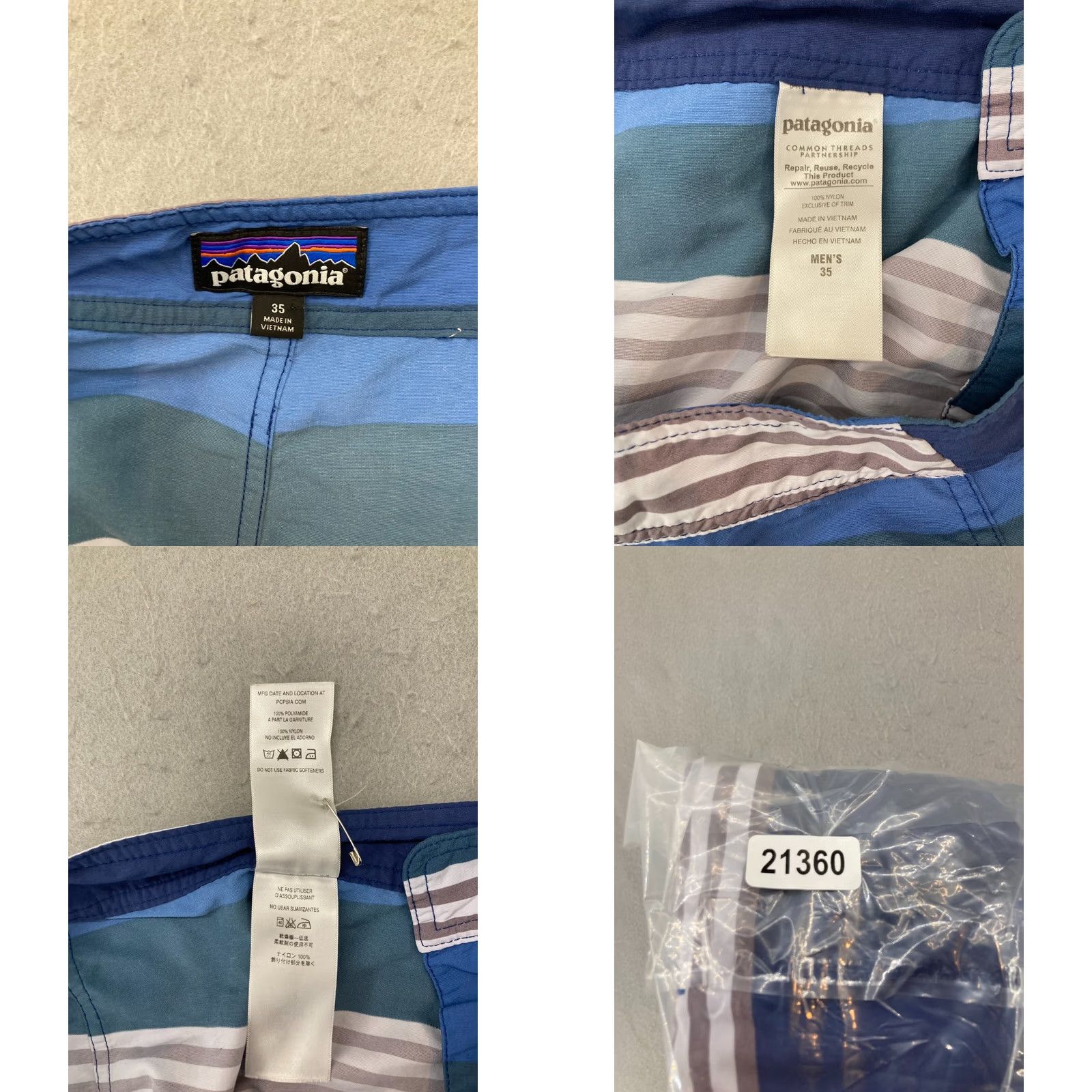 Patagonia Patagonia Swim Shorts Mens 35 Blue Stripes Pocket Beach Bottom Mens Size US 35 - 8 Thumbnail