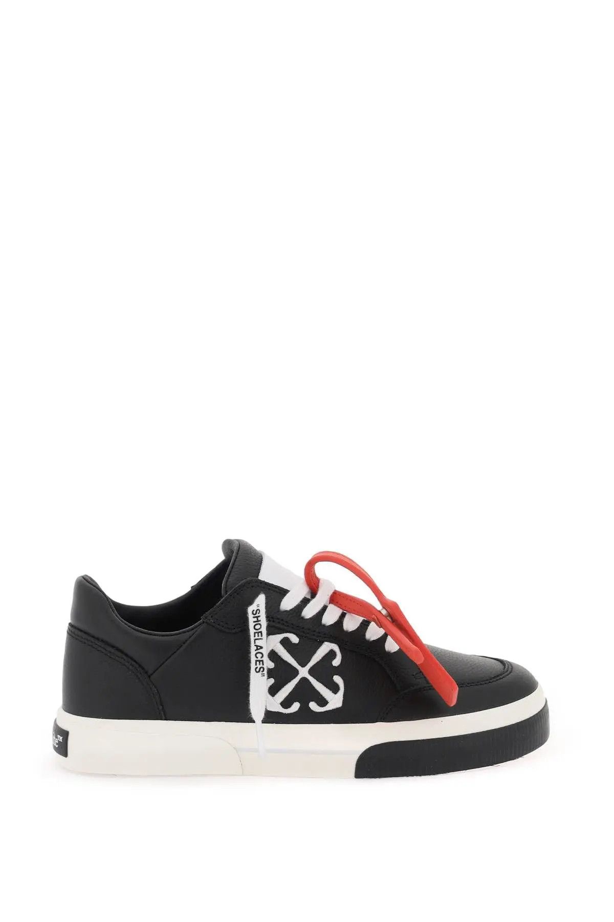 image of Off White O1S22I1N0324 Low Leather Vulcanized Sneakers In Black, Men's (Size 9)
