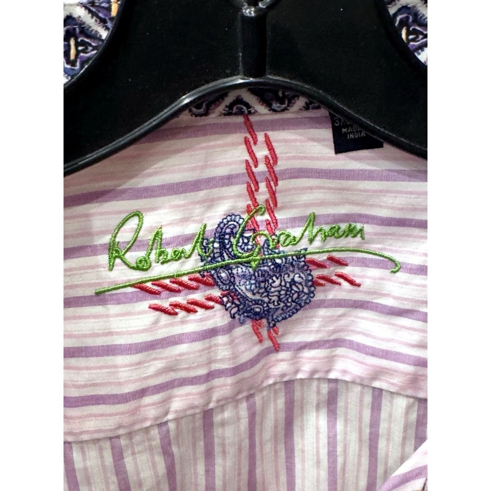 Robert Graham Robert Graham Plum Stripe LONG SLEEVE SHIRT 3XL XXXL Men XS/XX? No—keep original sizes: 3XL XXXL 18.5 x 37 SHIRT Mens Multicolor Long Sleeve stripes Size US XXL / EU 58 / 5 - 3 Thumbnail