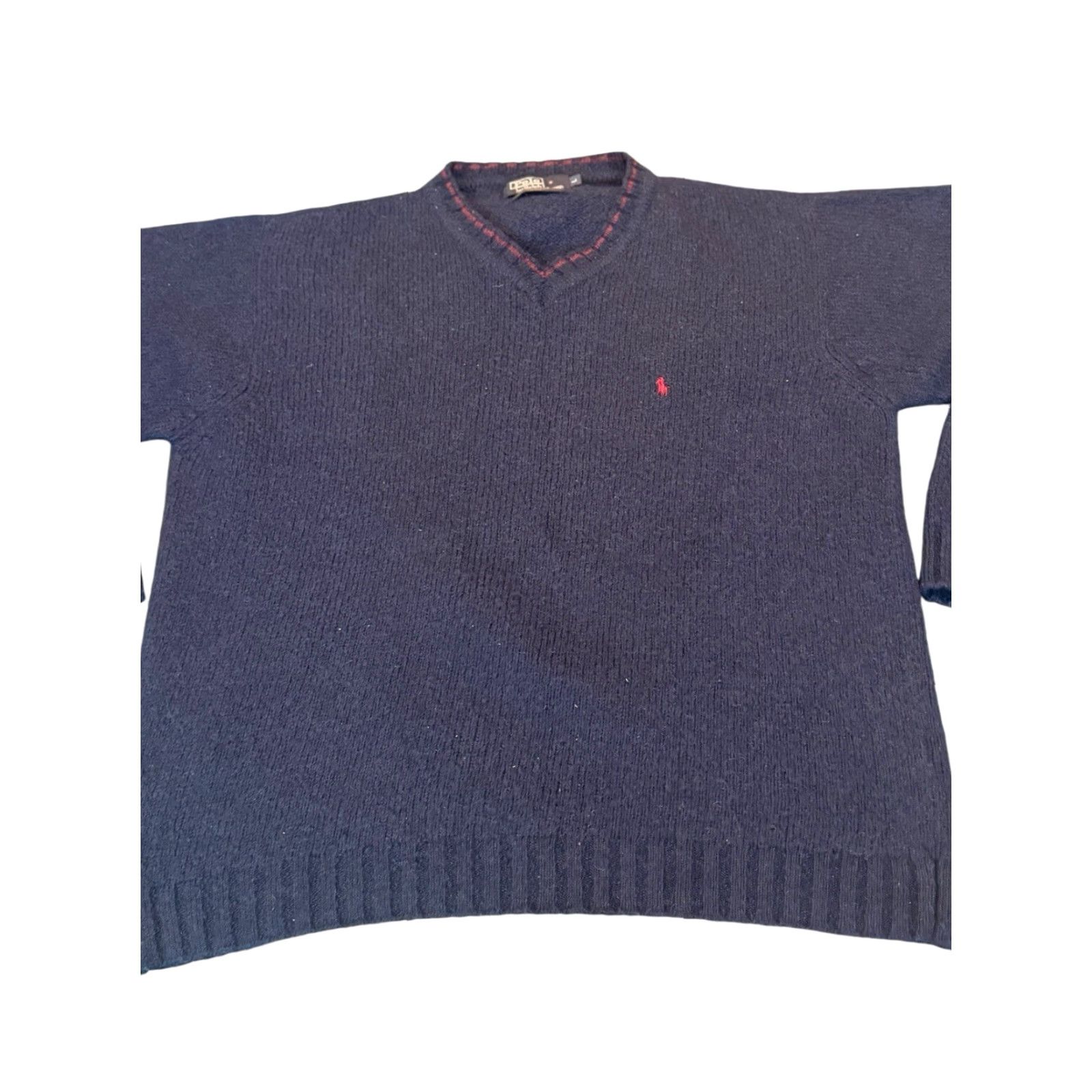 Polo Ralph Lauren VINTAGE Polo Ralph Lauren V-Neck Sweater L NAVY BLUE Alpaca Cotton Wool Men Regular Knit Golf Casual Shirt Size US L / EU 52-54 / 3 - 2 Thumbnail