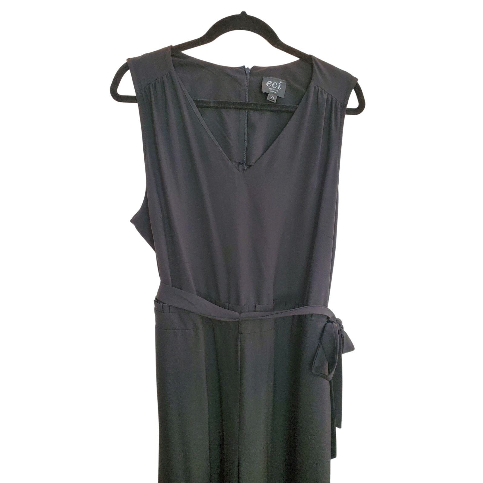 Other ECI New York Black Tie Waist Wide Leg Jumpsuit Size 2X Size 40" / US 18 - 3 Thumbnail