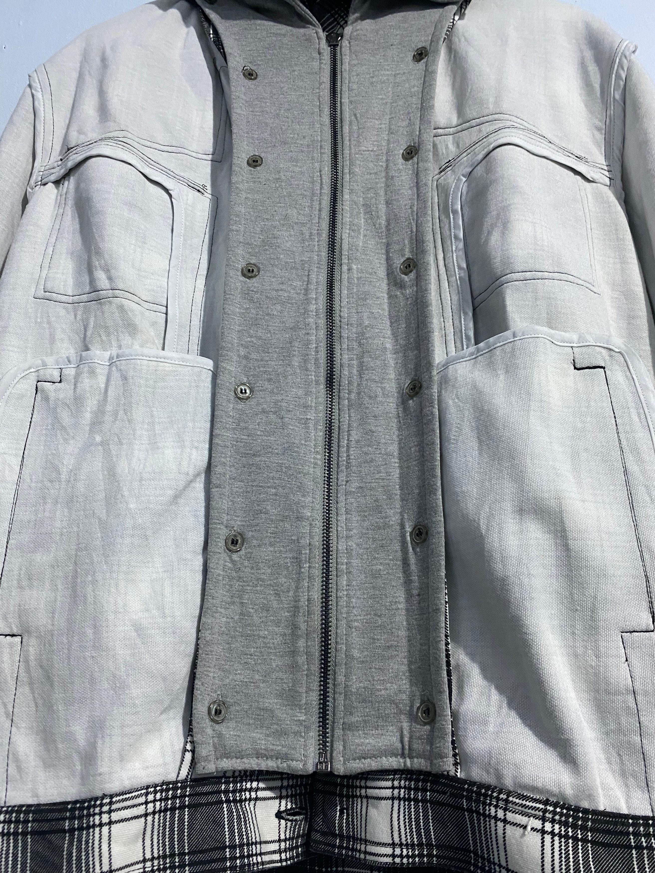 Japanese Brand Veterano double layer zipp hoodie plaid Size US L / EU 52-54 / 3 - 7 Thumbnail