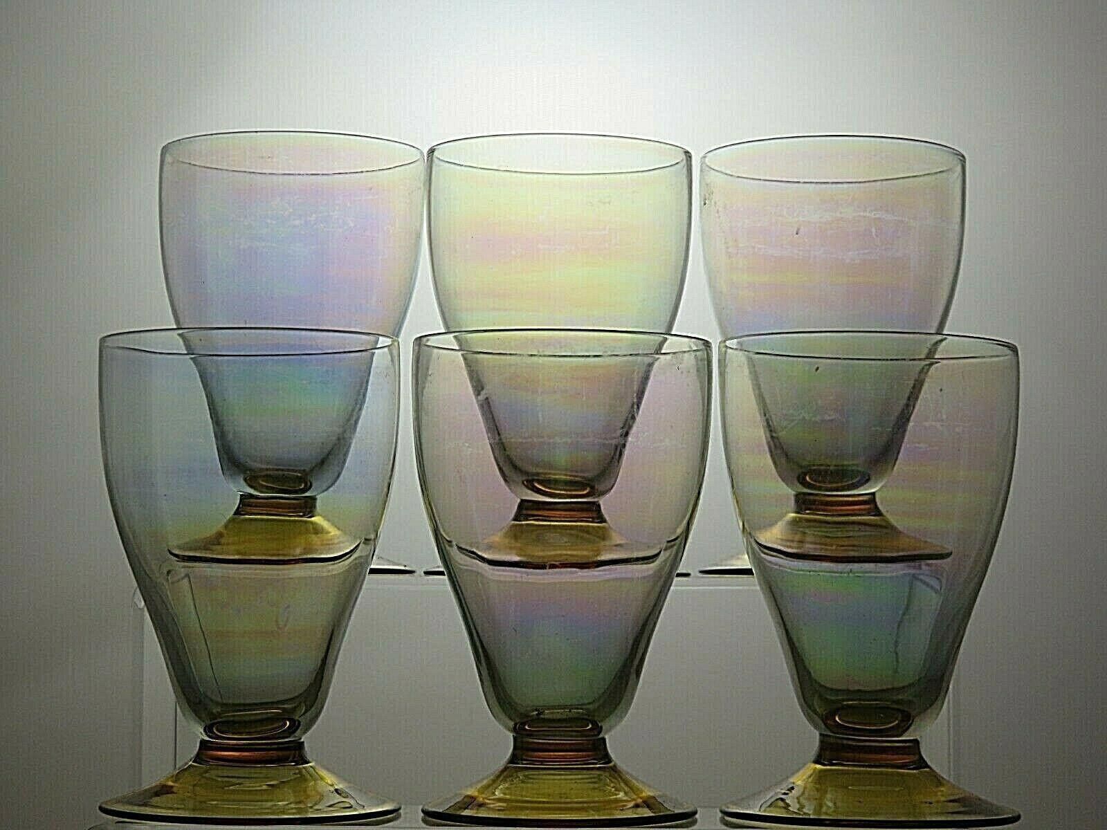The Unbranded Brand Vintage Amber And Clear Set Of 6 Ice Tea Glasses 4 3/4" Size ONE SIZE - 2 Thumbnail