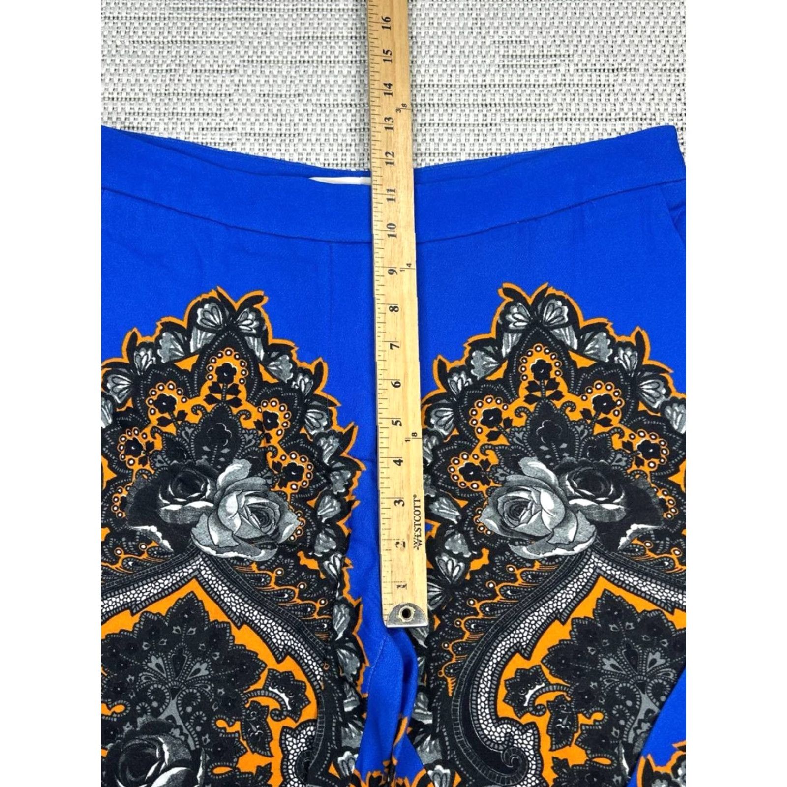 Stella McCartney Stella McCartney Dress Pants Womens 44 Blue Baroque Print High Rise Straight Leg Dress Pants Mens / Womens? Size 30" / US 8 / IT 44 - 5 Thumbnail
