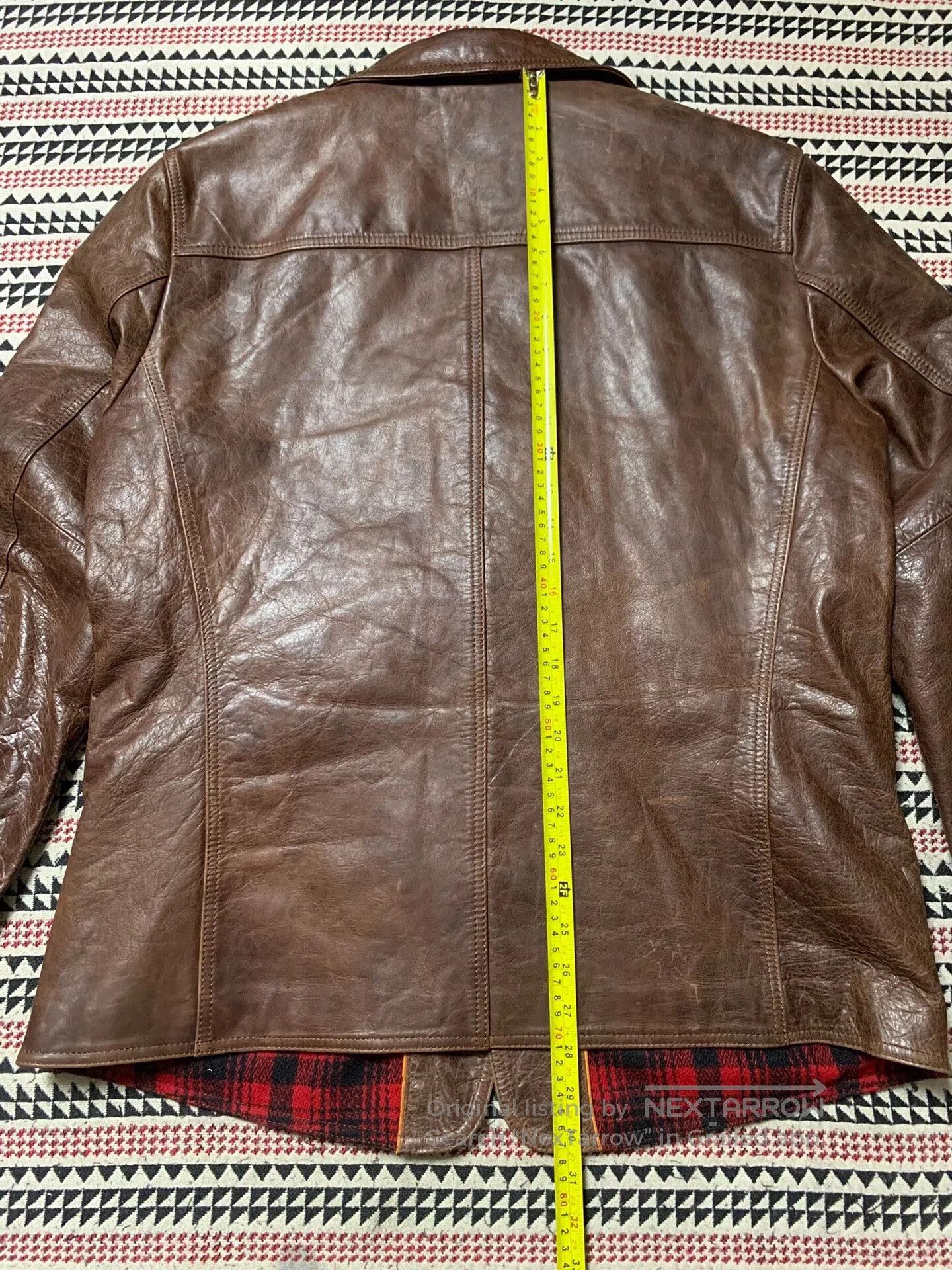 Polo Ralph Lauren brown leather POLO jacket with plaid lining. Size US L / EU 52-54 / 3 - 9 Thumbnail