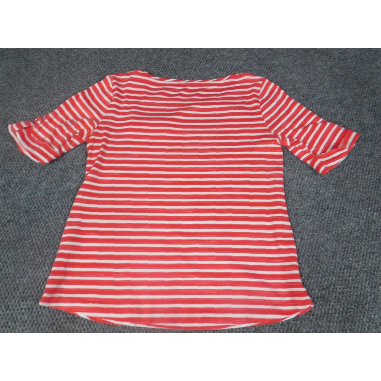Croft & Barrow Croft & Barrow Blouse Womens M Pink Striped Crew Neck Short Sleeve Pullover Cotton Rayon Casual Regular Stretch Classic Basic Size M / US 6-8 / IT 42-44 - 7 Thumbnail