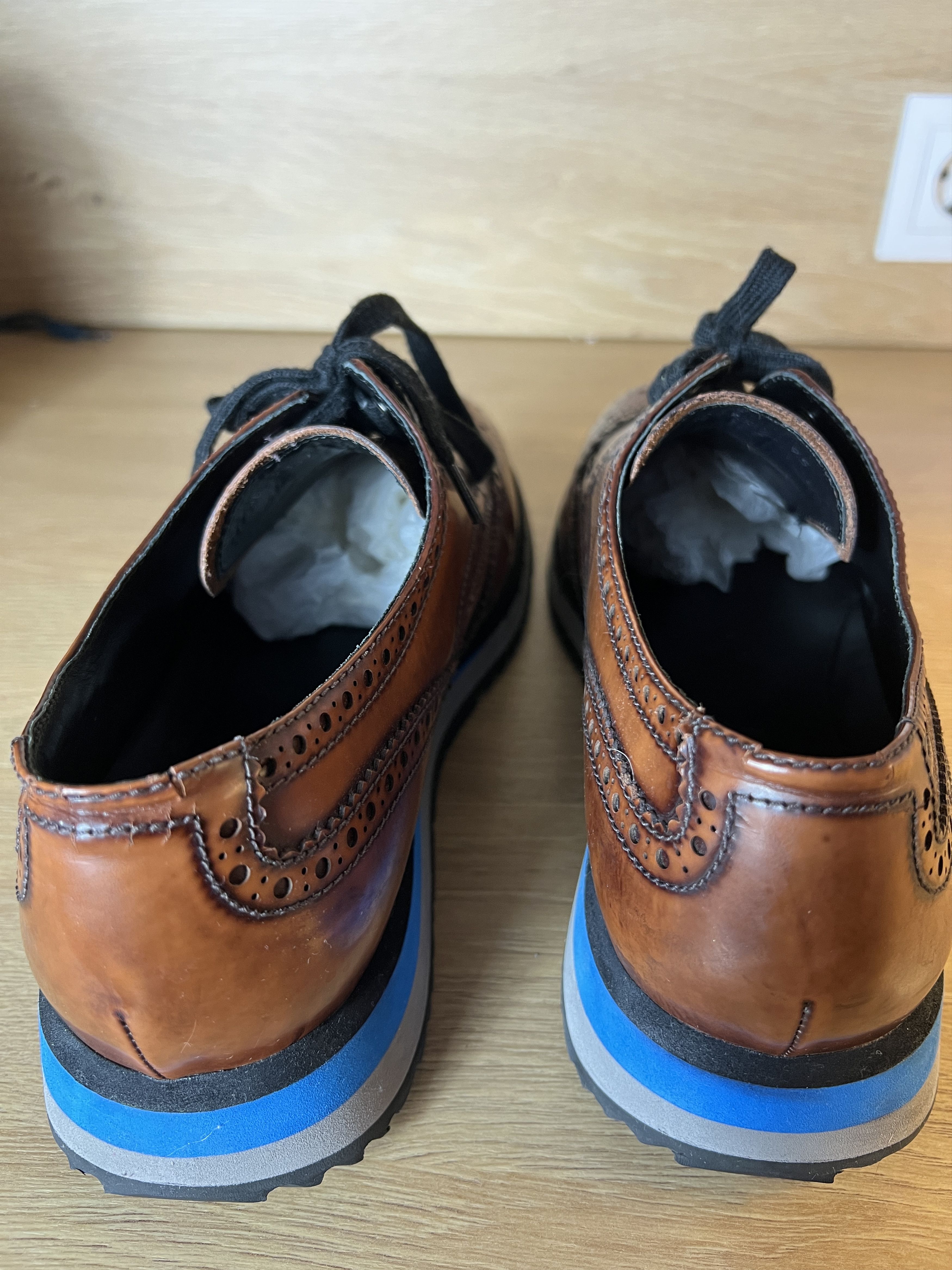 Prada prada brown wingtip lace up round toe leather brogue red tab Size US 9.5 / EU 42-43 - 7 Thumbnail