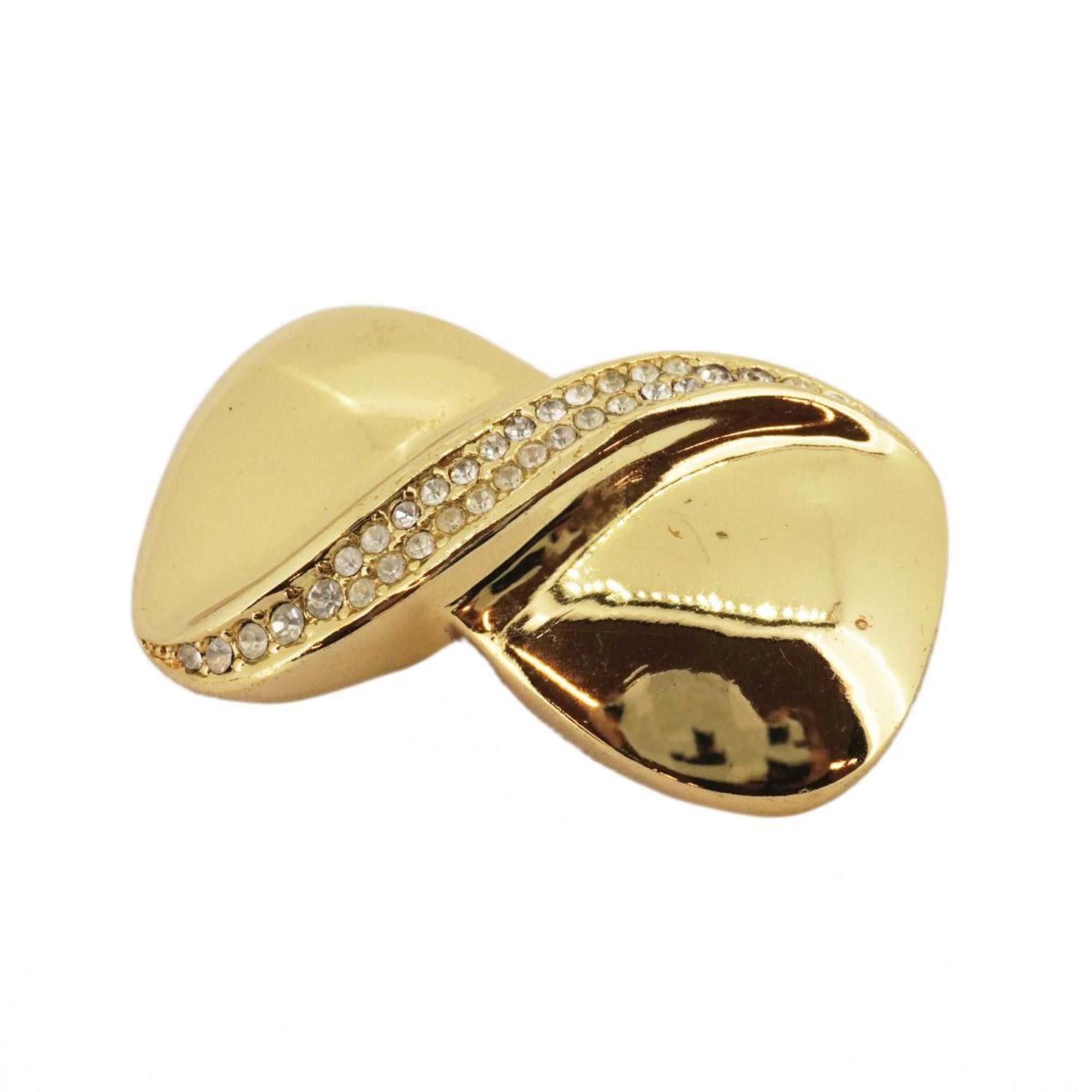 image of Christian Dior Brooch Rhinestone Gp Plated Gold Women's