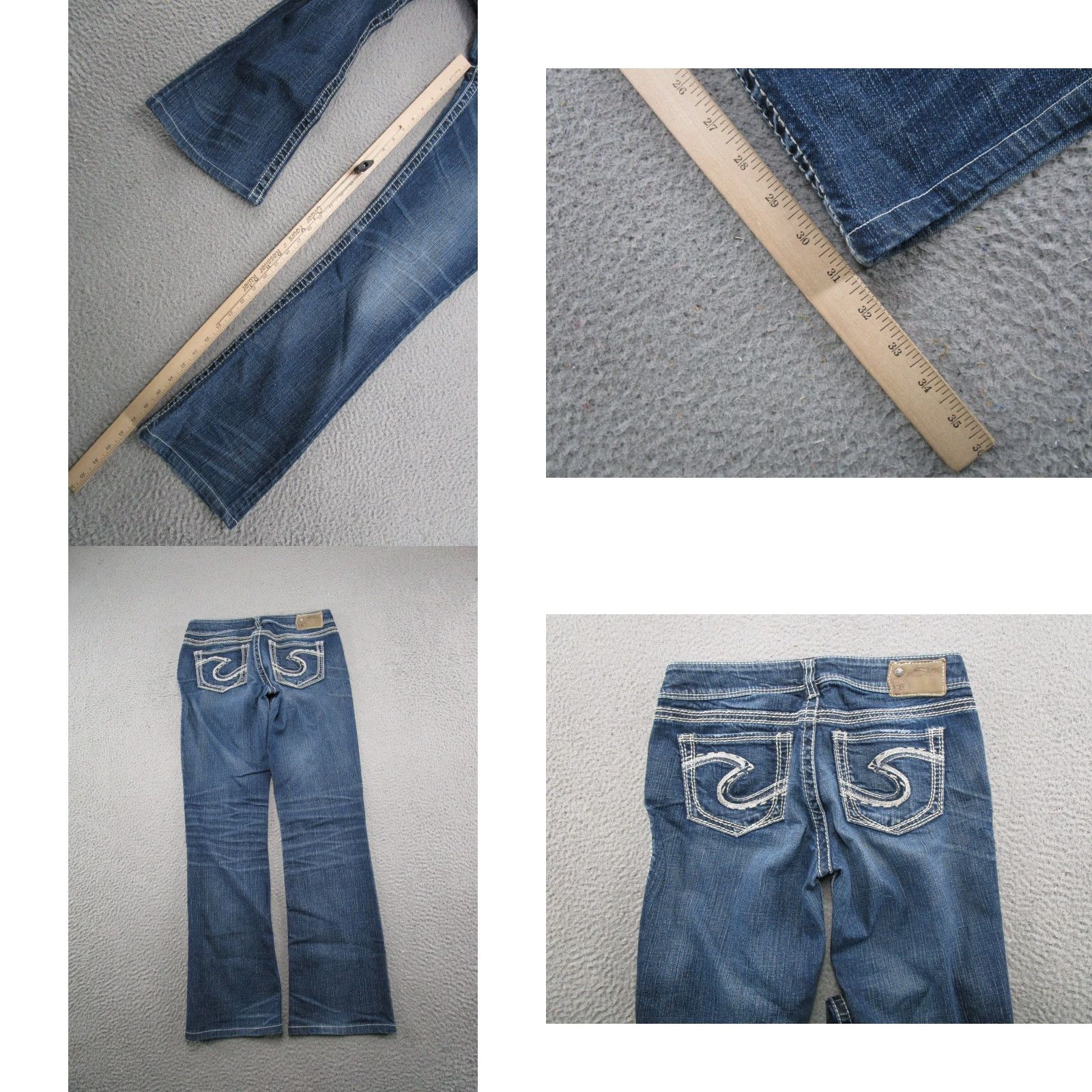 Silver Jeans Co. VINTAGE Sulver Jeans Co Suki Selvedge Denim Jeans Womens Tag Size 29x33 Boot READ Size 29" - 9 Thumbnail