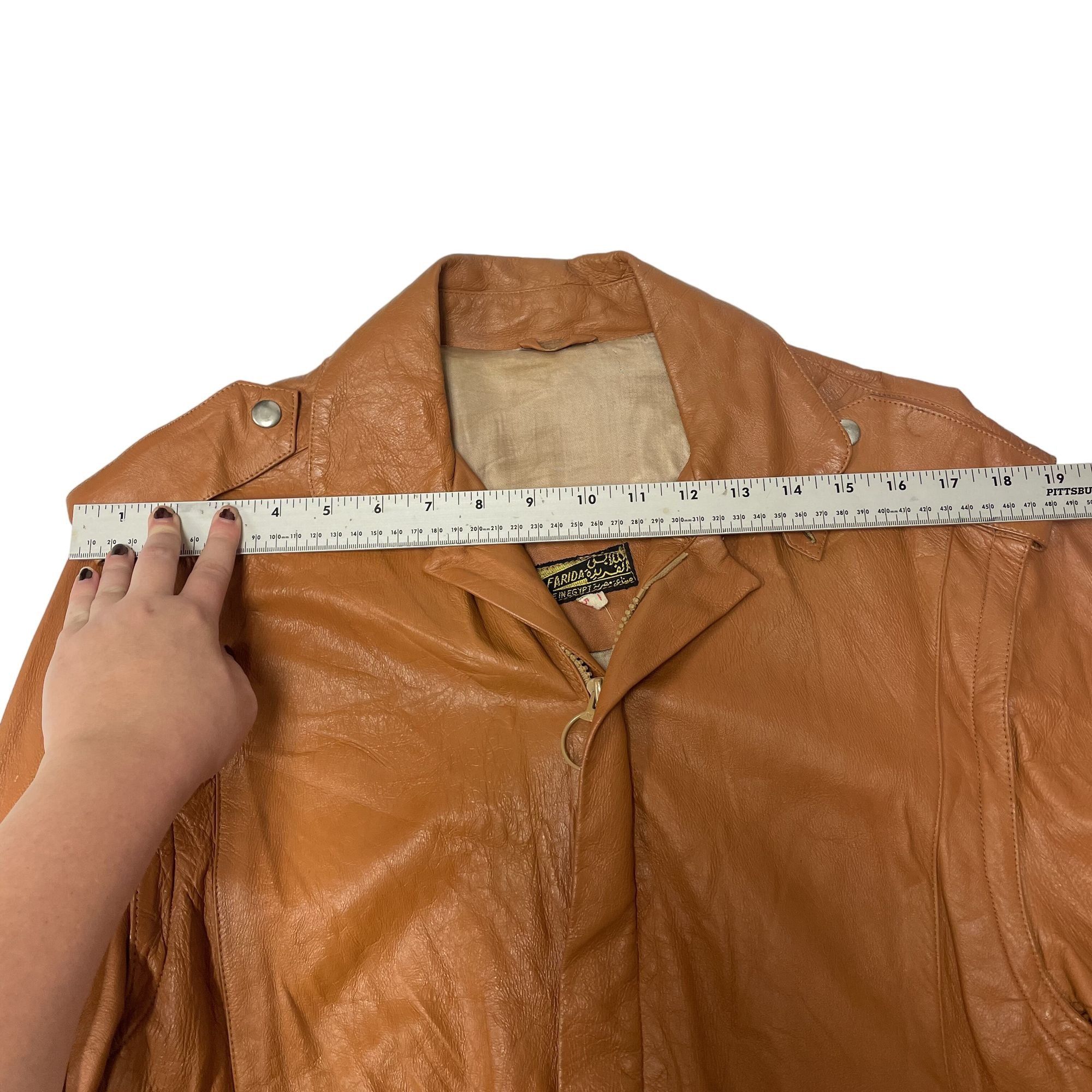 Other Vtg COGNAC Leather CAFE RACER Jacket MoTo Biker Jacket Size US S / EU 44-46 / 1 - 10 Thumbnail