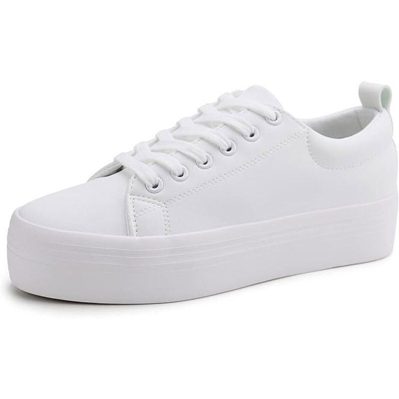 Other New Jabasic Womens Size 8 White Faux Leather Lace Up Platfor Size US 8 / IT 38 - 1 Thumbnail