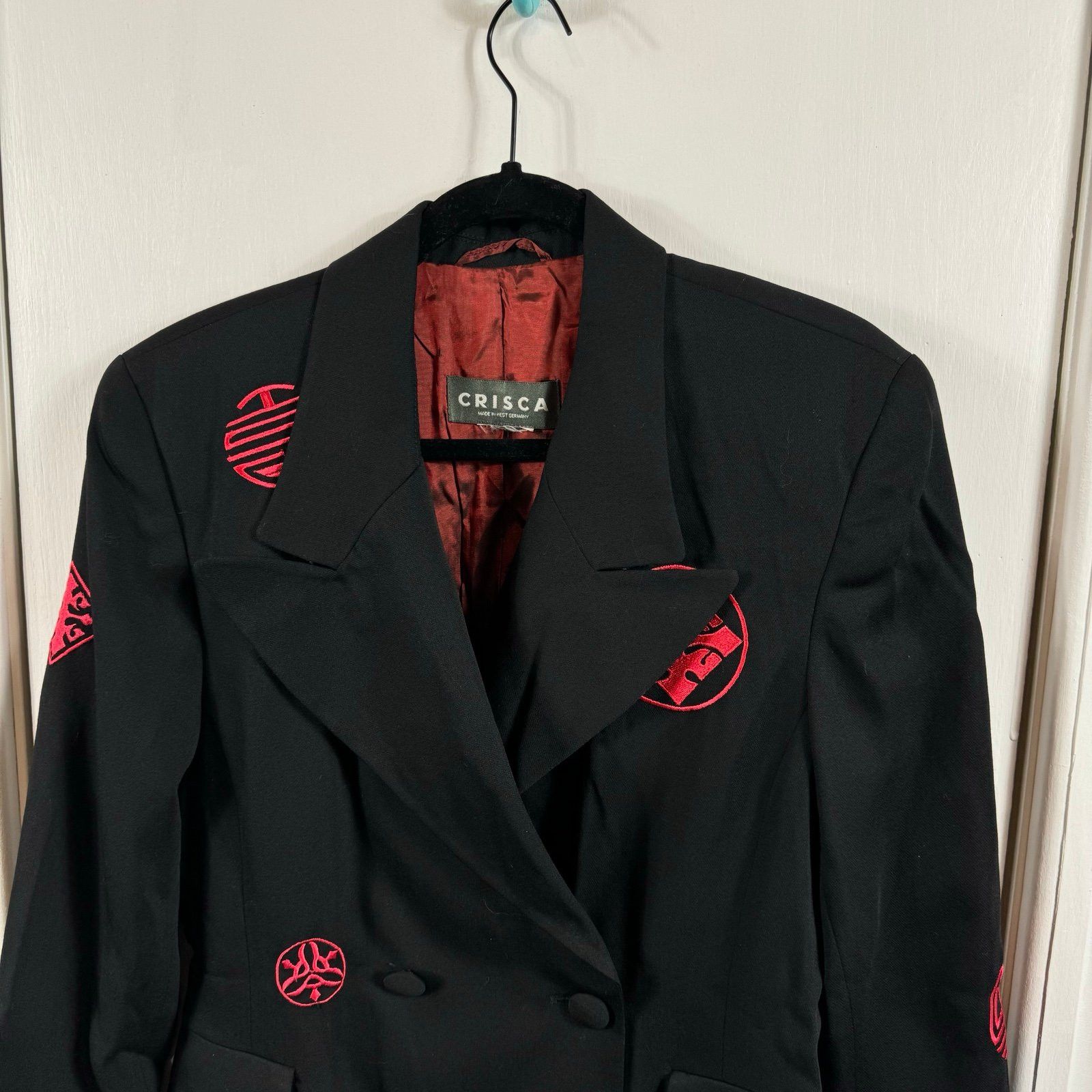 Escada CRISCA ESCADA Blazer M/L Wool Blend Black w/embroidered Sy Size ONE SIZE - 2 Thumbnail