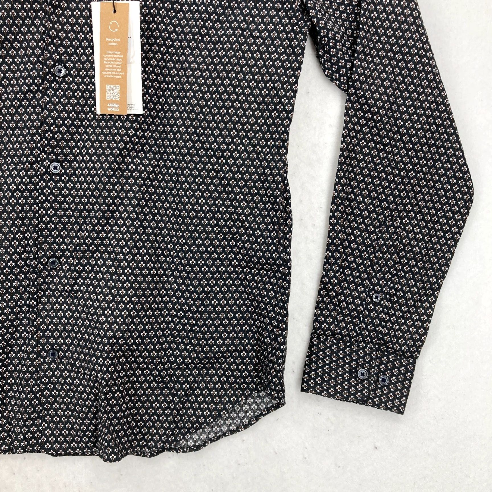 Jack & Jones Jack & Jones Best Shirt Mens Large Button Up Long Sleeve Black Geometric Holiday Shirt Size US L / EU 52-54 / 3 - 3 Thumbnail