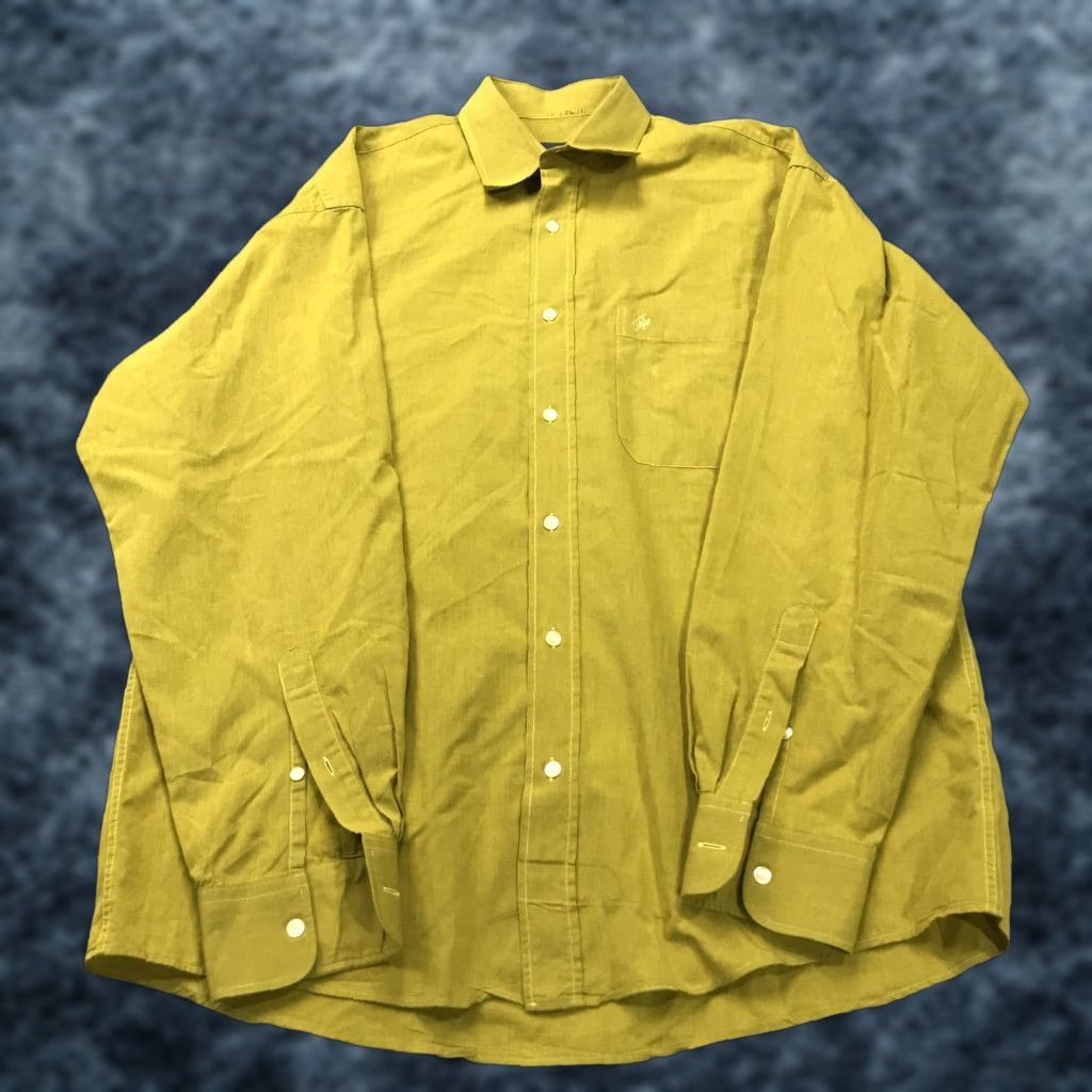 Kenzo KENZO Shirt Mens XL 3 Yellow Green Homme Paris Made France Casual Long Sleeve Button-Up Cotton Vintage Size US XL / EU 56 / 4 - 1 Thumbnail