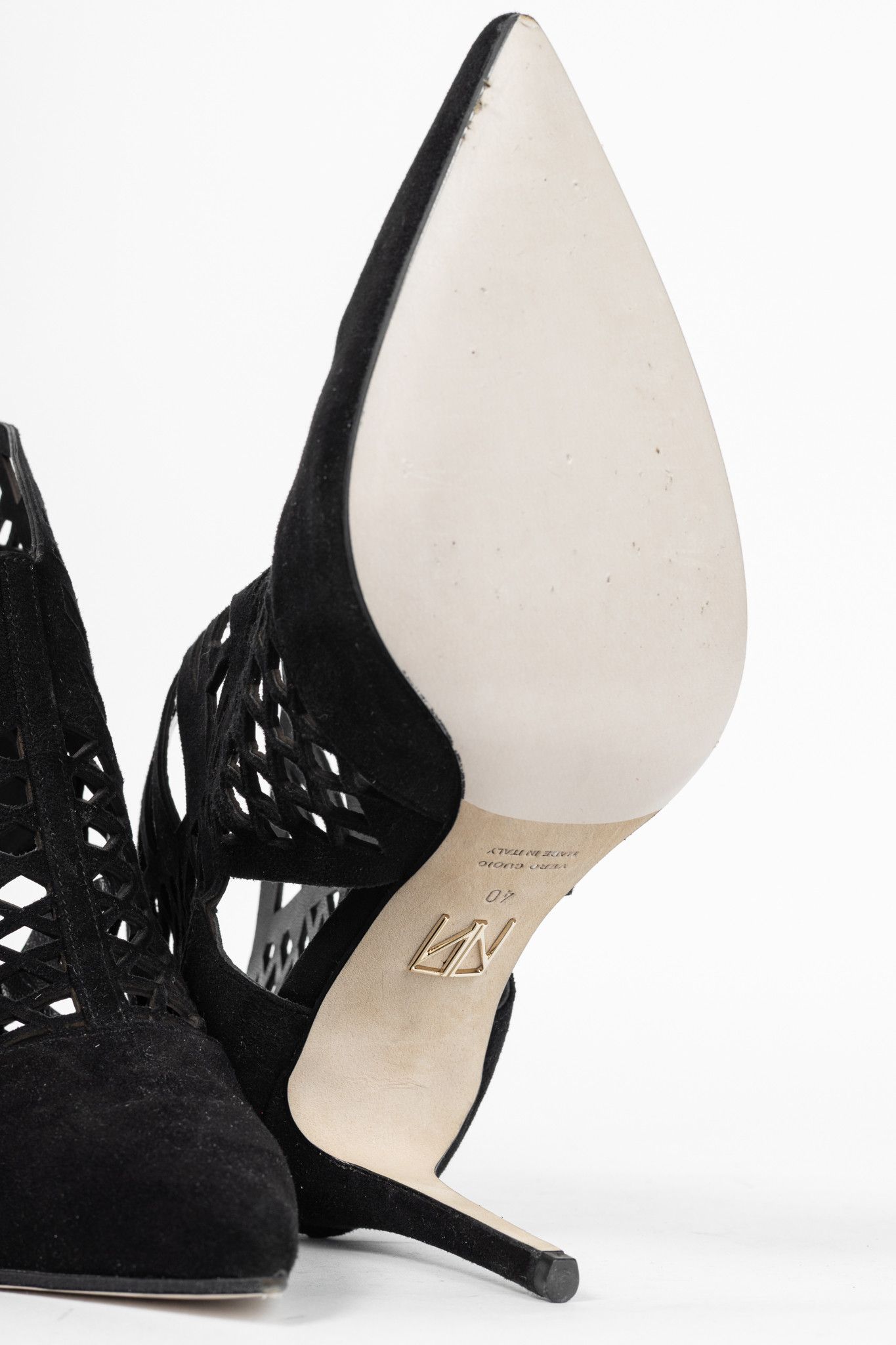 Tamara Mellon Tamara Mellon Femme Black Laser-Cut Suede Booties Size US 9.5 / IT 39.5 - 5 Thumbnail