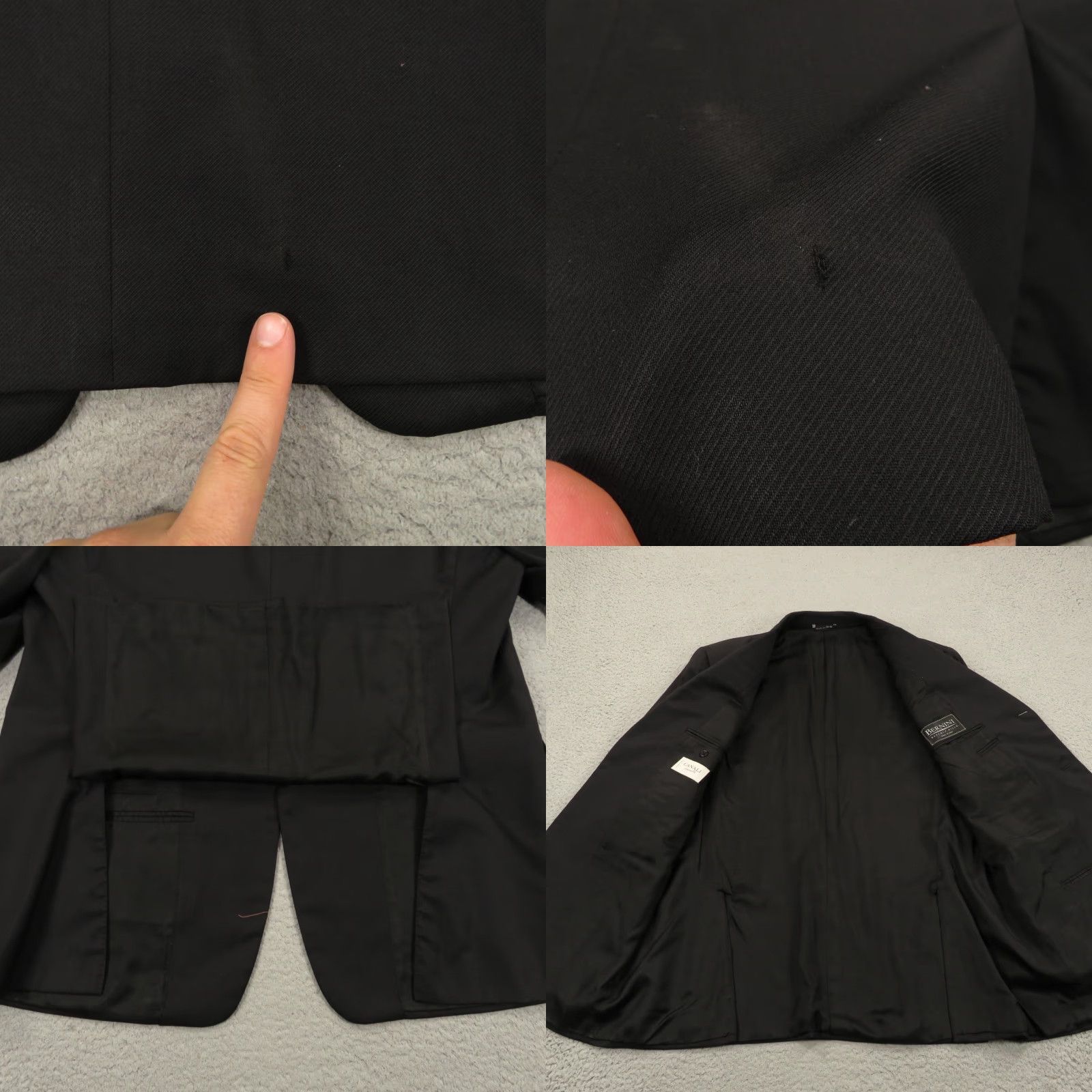 Canali Canali Blazer Jacket Wool Black 46R Three-Button Notch Lapel Regular Single-Breasted Vintage? No. (Remove N/A) Size 46R - 8 Thumbnail