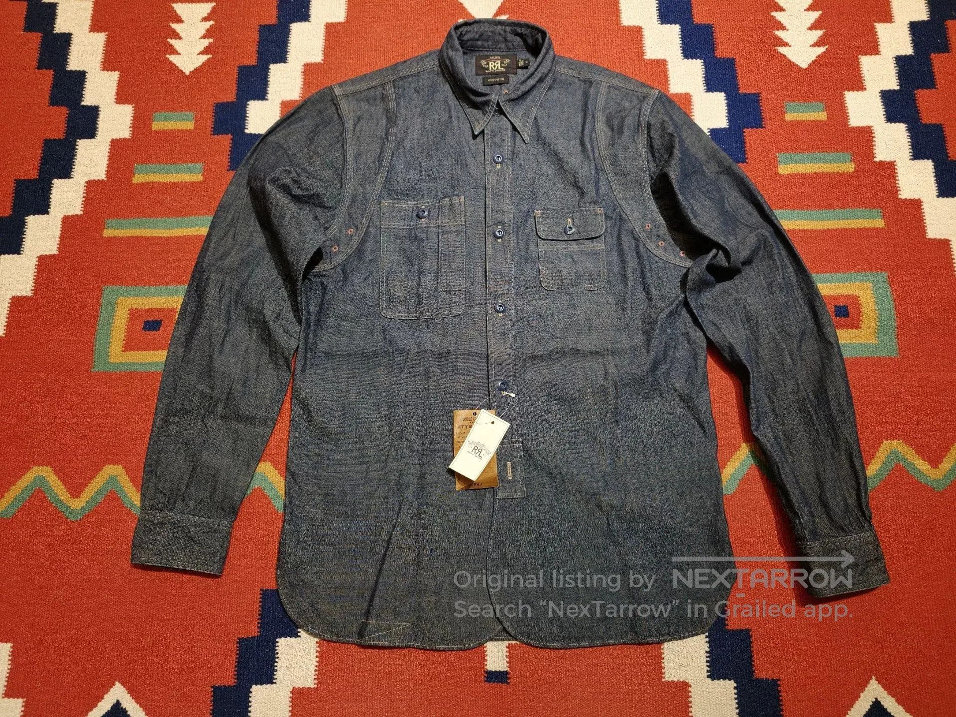 RRL Ralph Lauren RRL Double RL Denim Oxford Work Shirt. Size US M / EU 48-50 / 2 - 1 Thumbnail