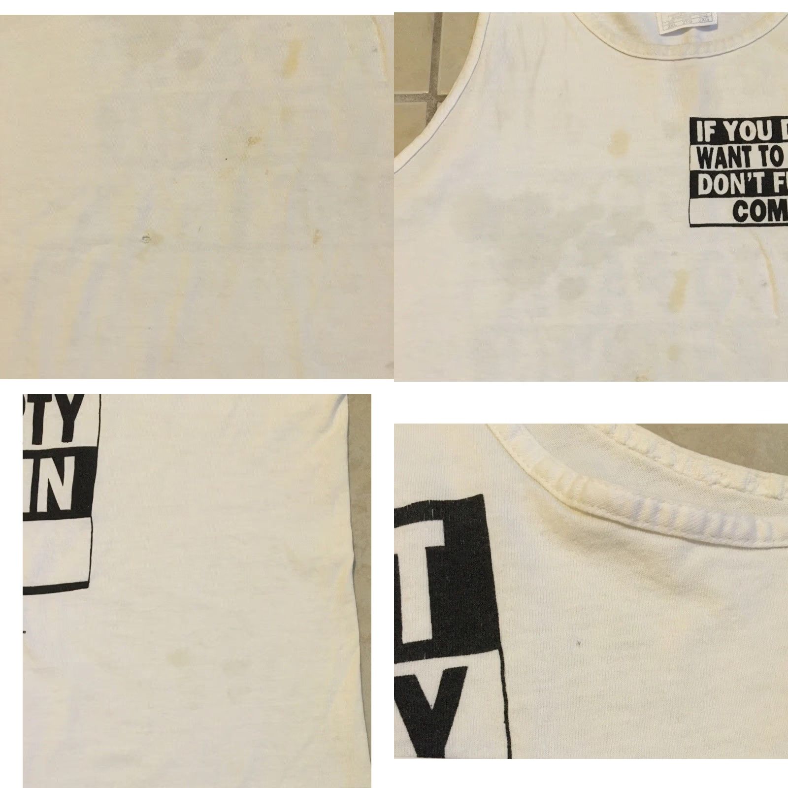Vintage Vtg If You Dont Wanna Party Dont F*cking Come Faded Distress Tank Top Shirt XXL Shirt Men 2XL White Mexico Grunge Graphic Tee 80s Beach Funny Size US XXL / EU 58 / 5 - 8 Thumbnail