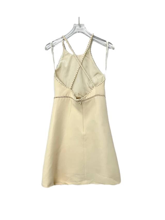 Miu Miu Miu Miu Cream Wool Pearl Backless Camisole Dress K26WX Size S / US 4 / IT 40 - 2 Thumbnail