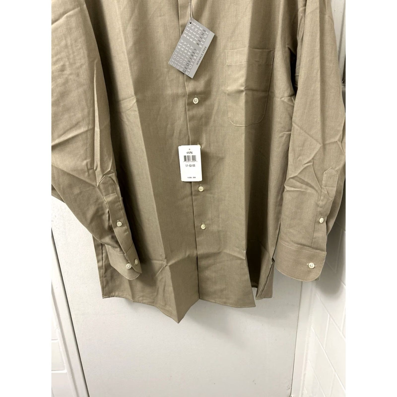 Geoffrey Beene Geoffrey Beene Dress Shirt Mens 17 32/33 Brown Button Up Wrinkle Free L/S Size 46R - 3 Thumbnail