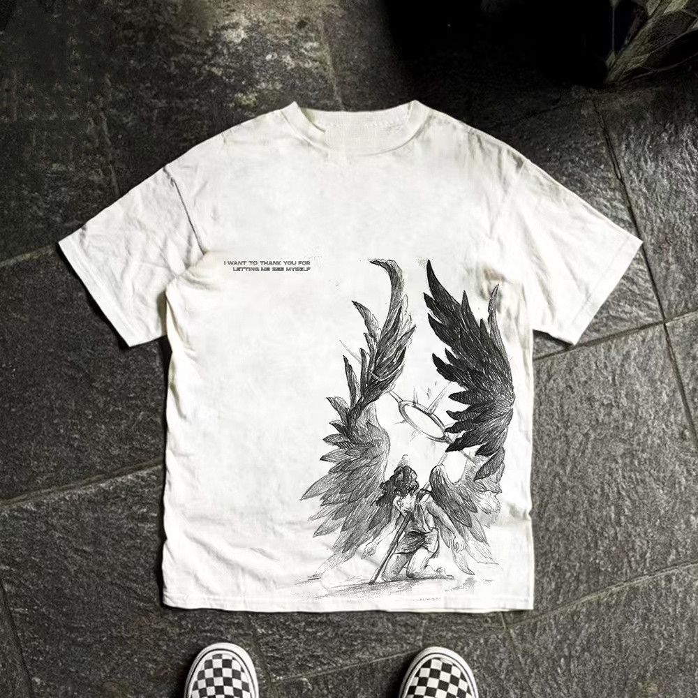 Vintage White washed vintage angel wing print t-shirt Size US M / EU 48-50 / 2 - 1 Thumbnail